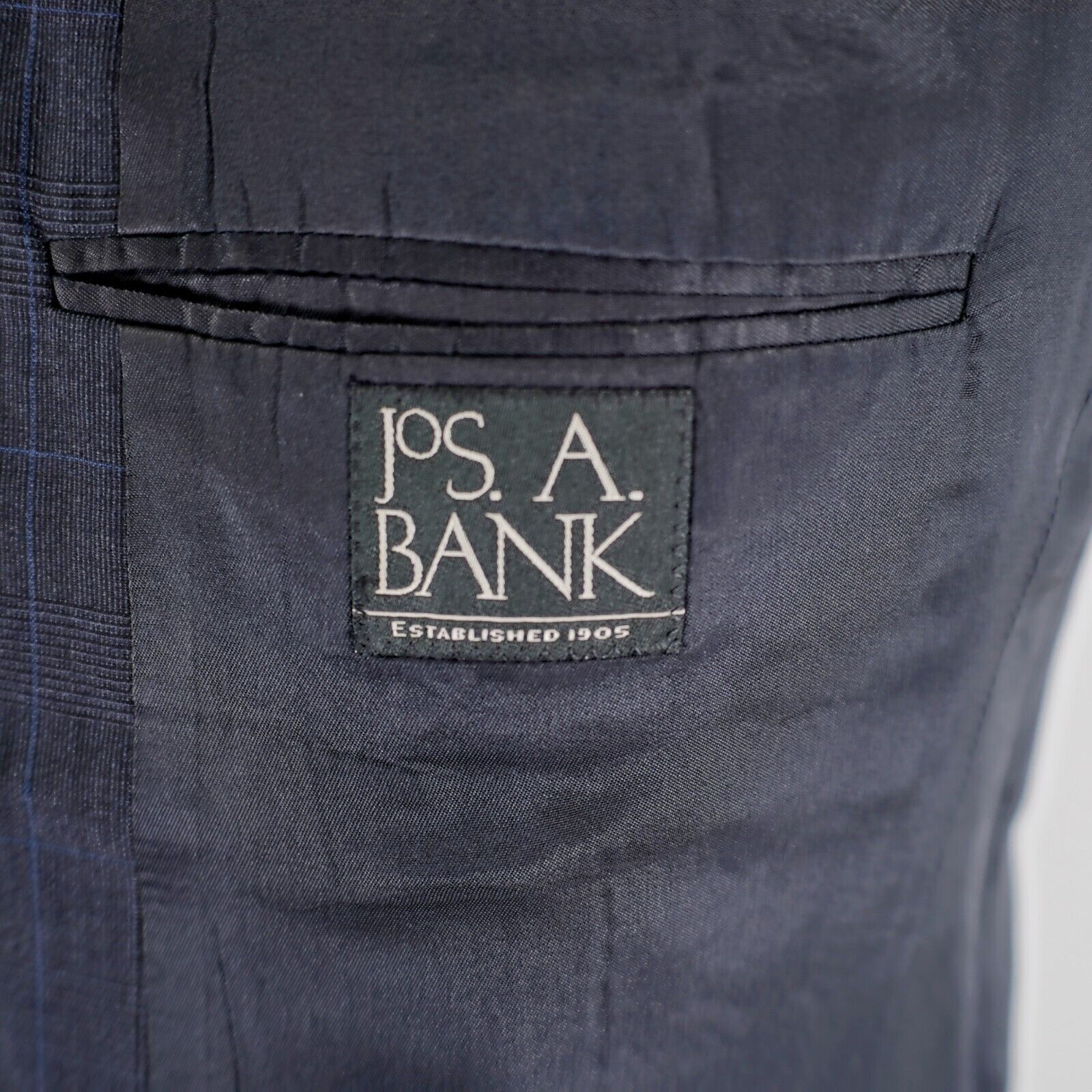 Jos. A. Bank Jos A Bank Wool Gray Glen Plaid W/ Blue Windowpane 2 Button Size 38R - 9 Thumbnail
