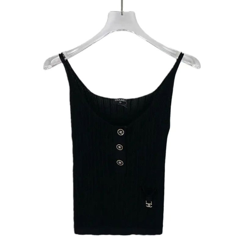 Chanel Chanel Black Ribbed Sleeveless Top 0089 Size XXS / US 00 / IT 34 - 1 Thumbnail