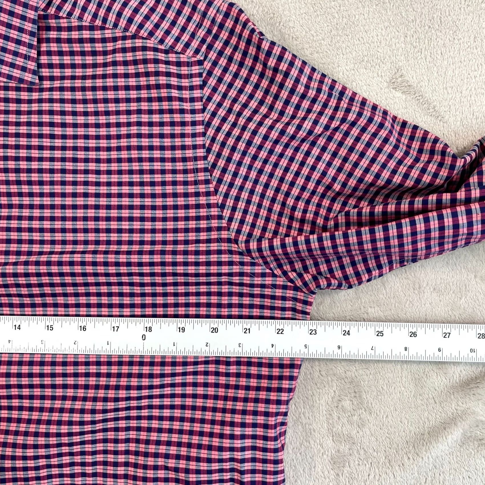 Eton ETON Shirt Men 42 16.5 Large Pink Navy Plaid Designer Long Sleeve Size US L / EU 52-54 / 3 - 5 Thumbnail
