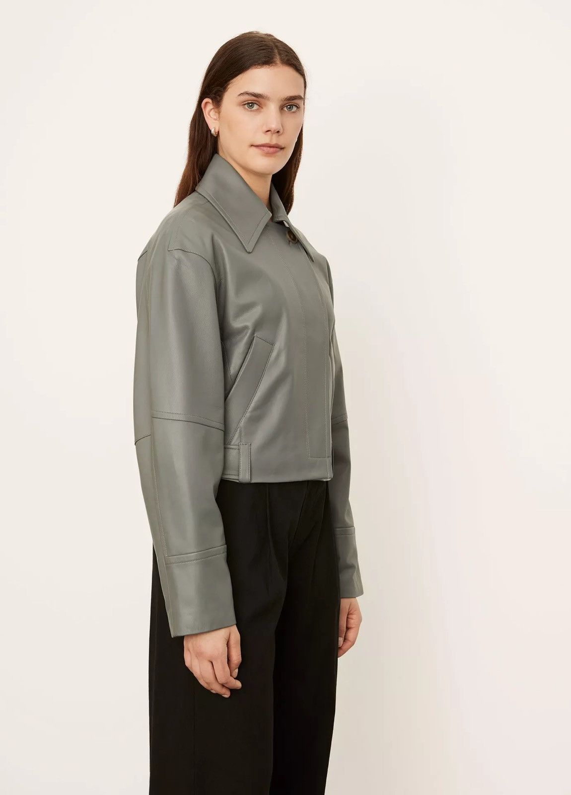 Vince Vince Cropped Leather Flight Jacket Size XXS / US 00 / IT 34 - 3 Thumbnail
