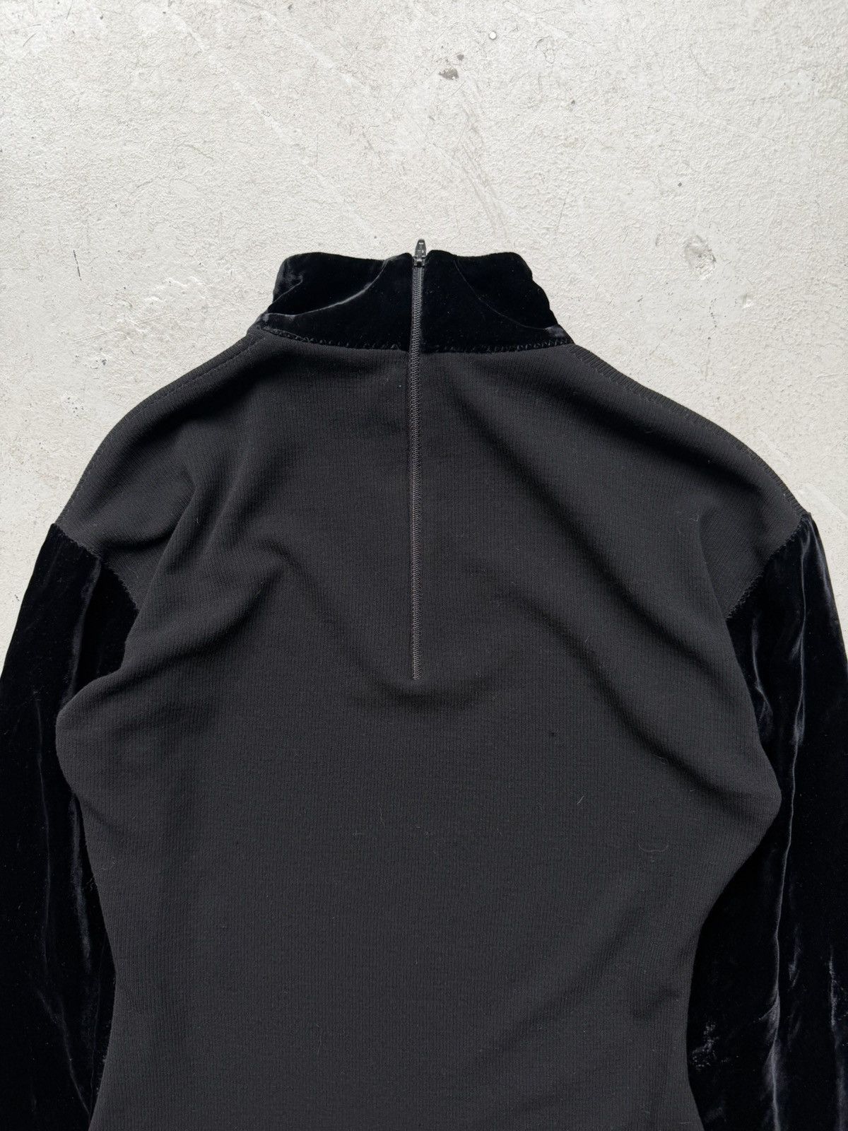 Jean Paul Gaultier Jean Paul Gaultier Stretch Black Velour Quarter Zip Size S / US 4 / IT 40 - 3 Thumbnail