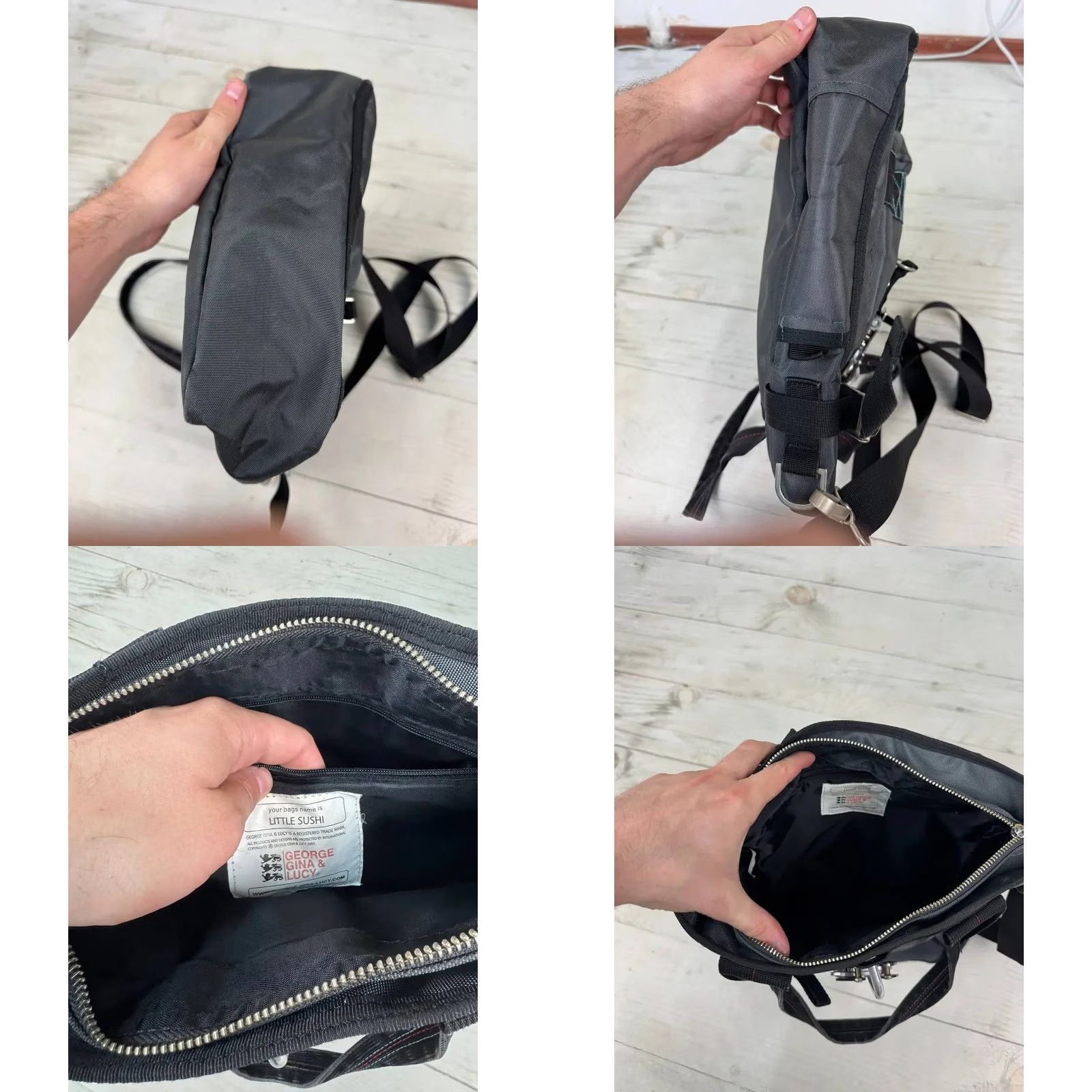 George Gina & Lucy VINTAGE George Gina & Lucy Shoulder Bag Little Sushi GGL Gray Double Handles Zip Pockets Size ONE SIZE - 8 Thumbnail