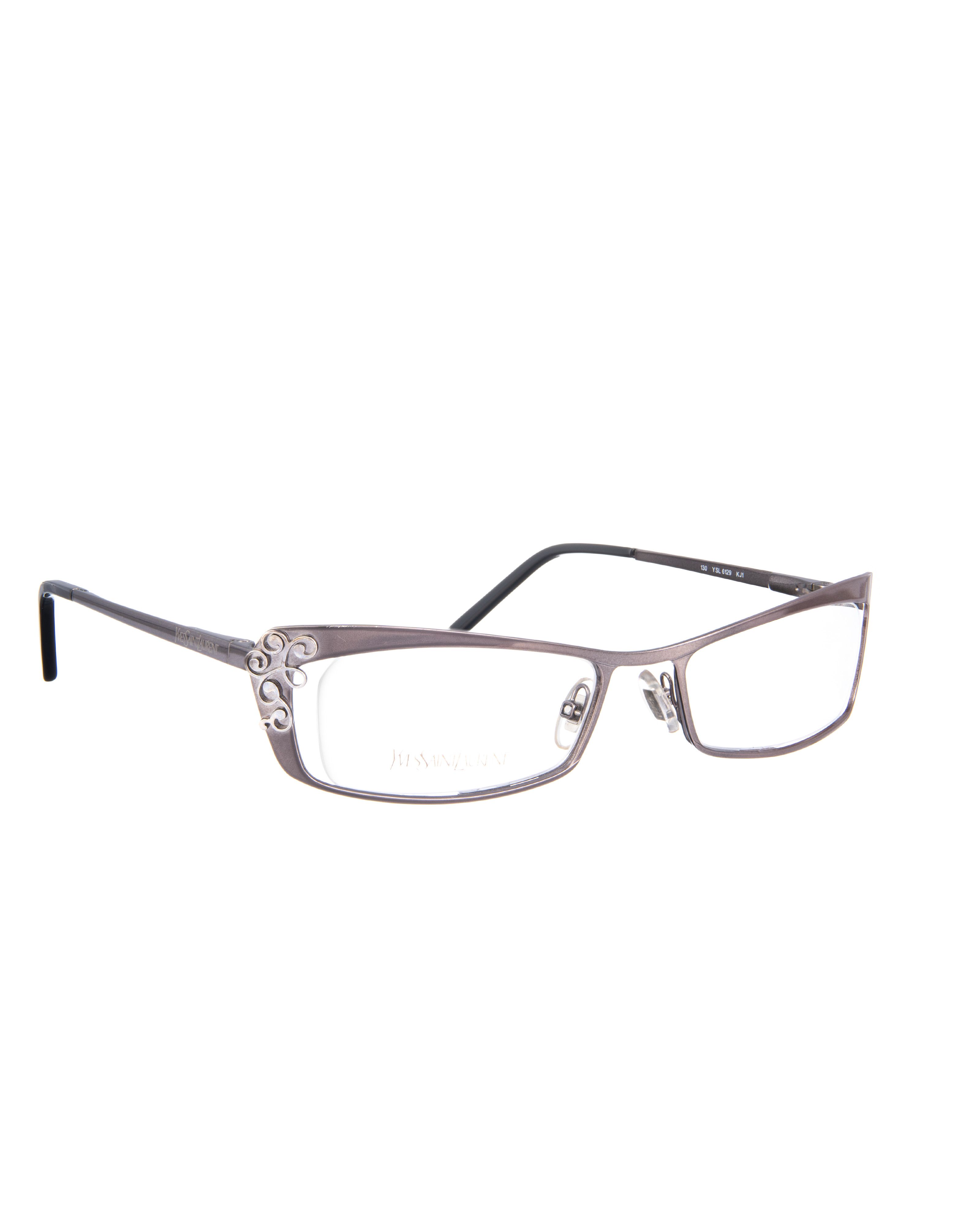 Yves Saint Laurent Yves Saint Laurent 00s Dark Silver Glasses Abstract Details Size ONE SIZE - 1 Thumbnail