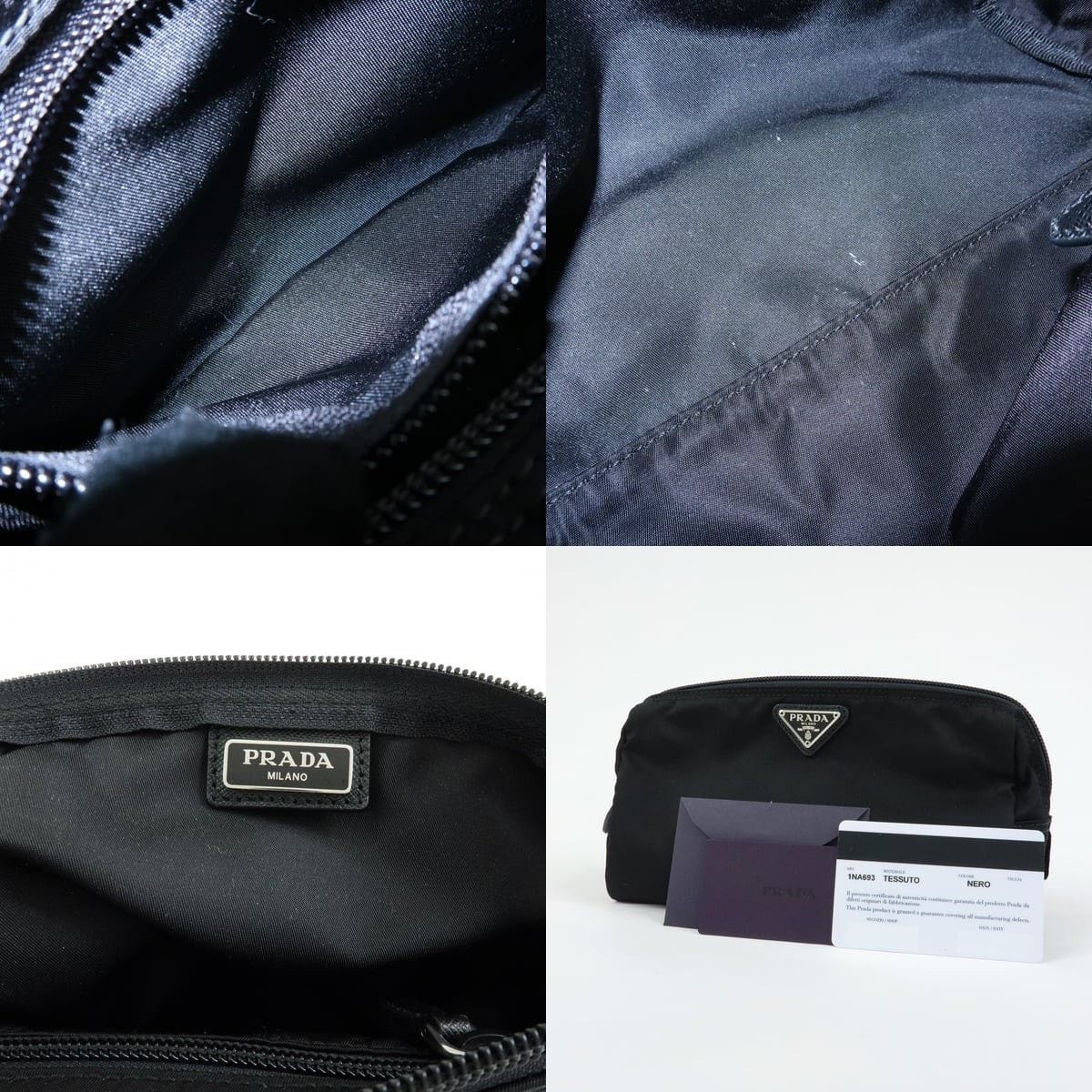 Prada Prada Triangle Logo Nylon Cosmetic Pouch Black Size ONE SIZE - 7 Thumbnail