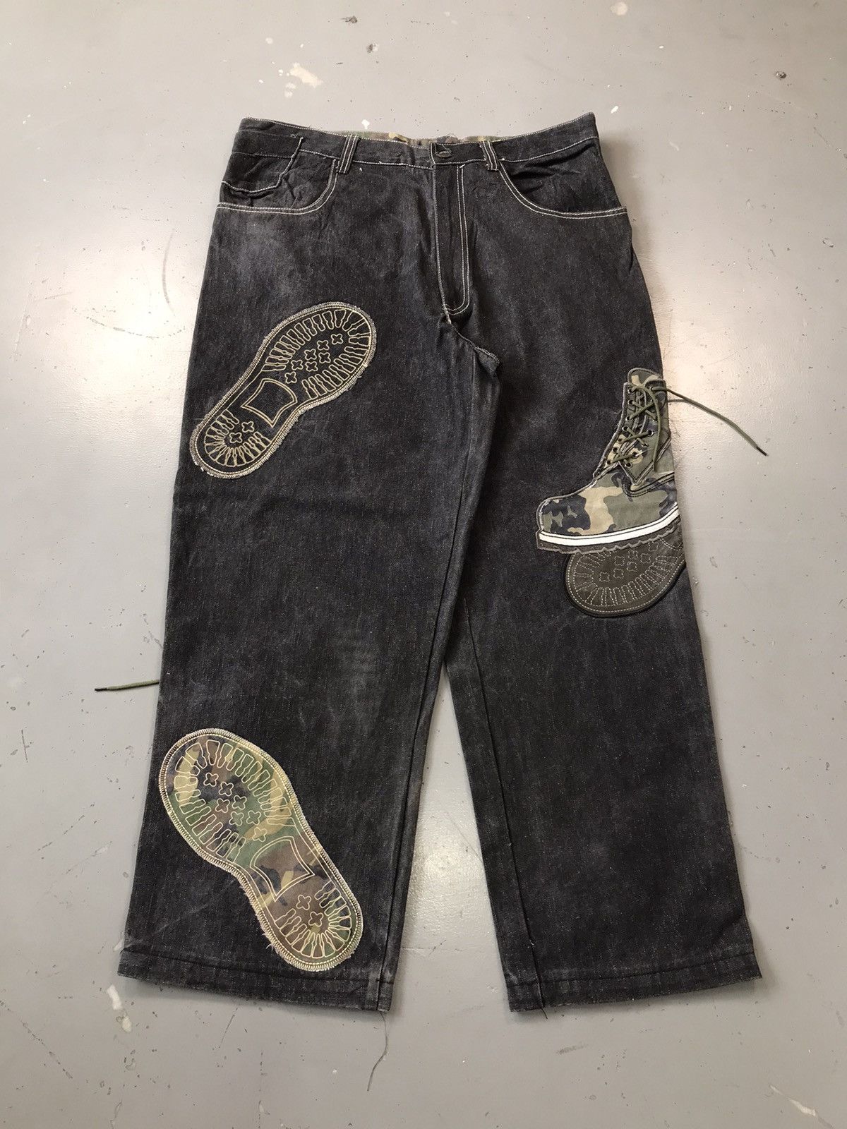 Vintage Vintage Y2K shoe patchwork baggy denim Size US 40 / EU 56 - 1 Thumbnail