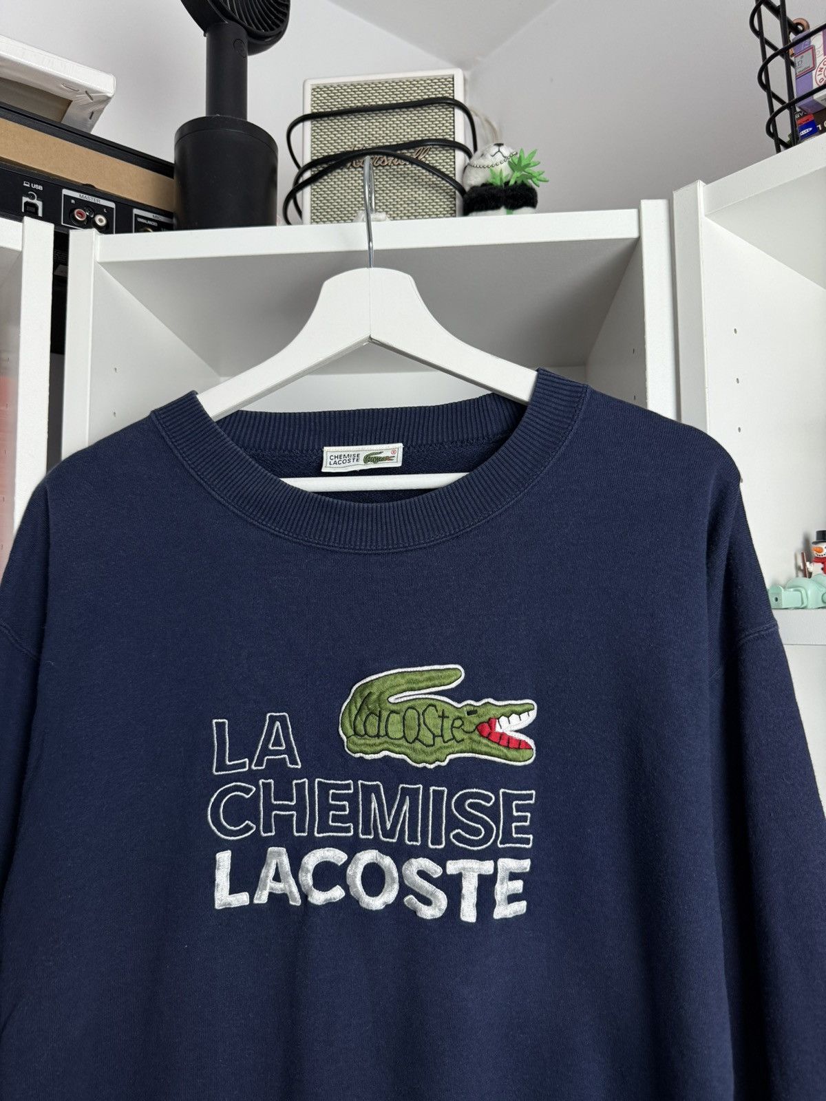 Lacoste × Vintage Vintage 90s Lacoste big logo navy boxy sweatshirt L old money Size US L / EU 52-54 / 3 - 3 Thumbnail