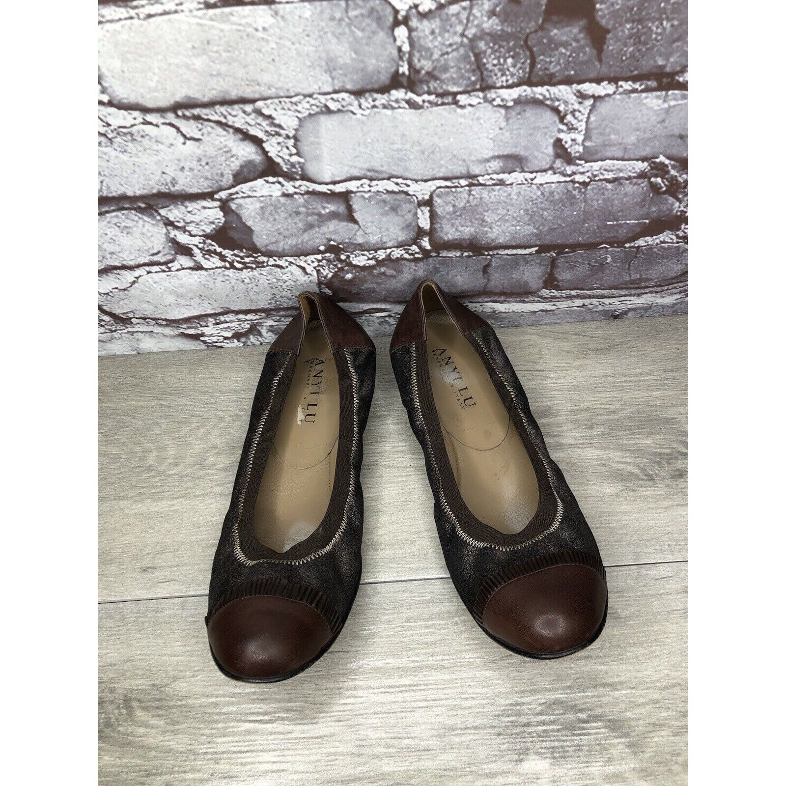 Other Anyi Lu Cate Brown Metallic Flecked Suede Leather Cap Toe Ba Size US 10 / IT 40 - 11 Thumbnail