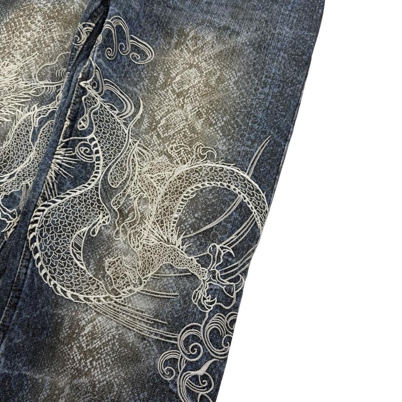 Karakuri Tamashii Karakuri Tamashii Embroidered Dragon Denim Jeans - Waist 32 Size US 32 / EU 48 - 3 Thumbnail