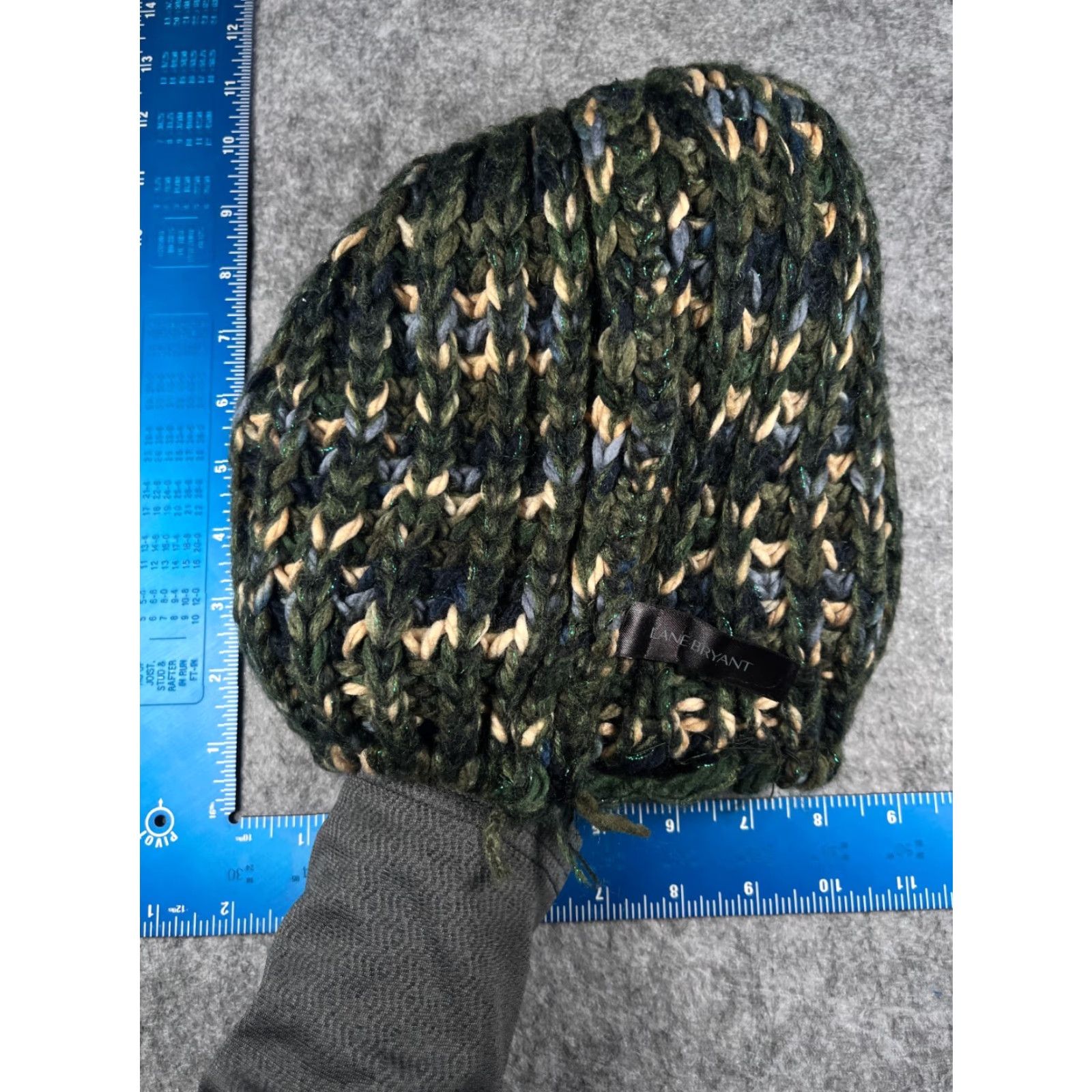 Vintage Lane Bryant Beanie Toque Womens One Size Green Knit Metallic Blend Sparkly Pom Hat Beanie Mens? Size ONE SIZE - 7 Thumbnail