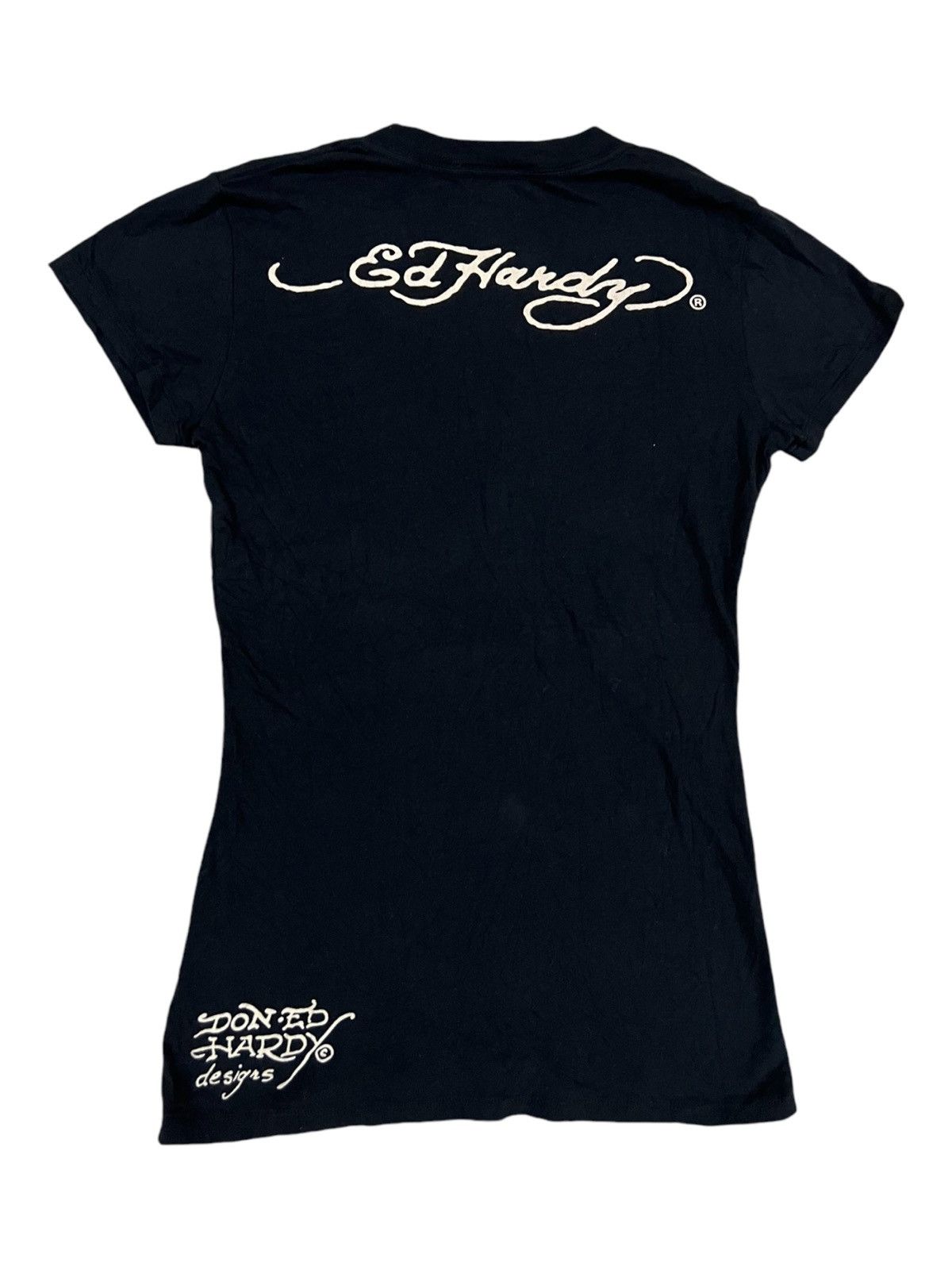 Christian Audigier Y2K Ed Hardy 🇯🇵 Limited Girl Print Swarovski V Neck Shirt Size M / US 6-8 / IT 42-44 - 3 Thumbnail