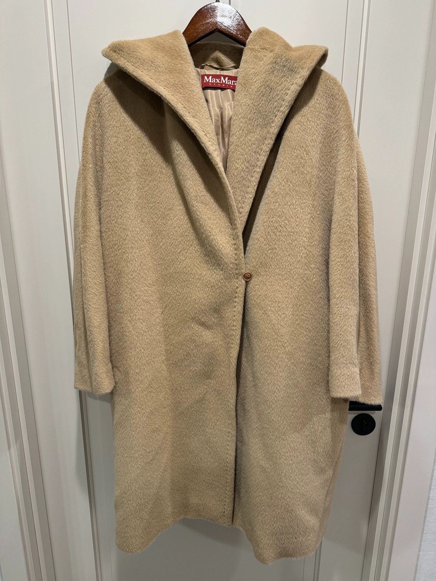 Max Mara MaxMara Shearling Hooded Coat Women's 38 Camel Alpaca Wool Size S / US 4 / IT 40 - 2 Thumbnail