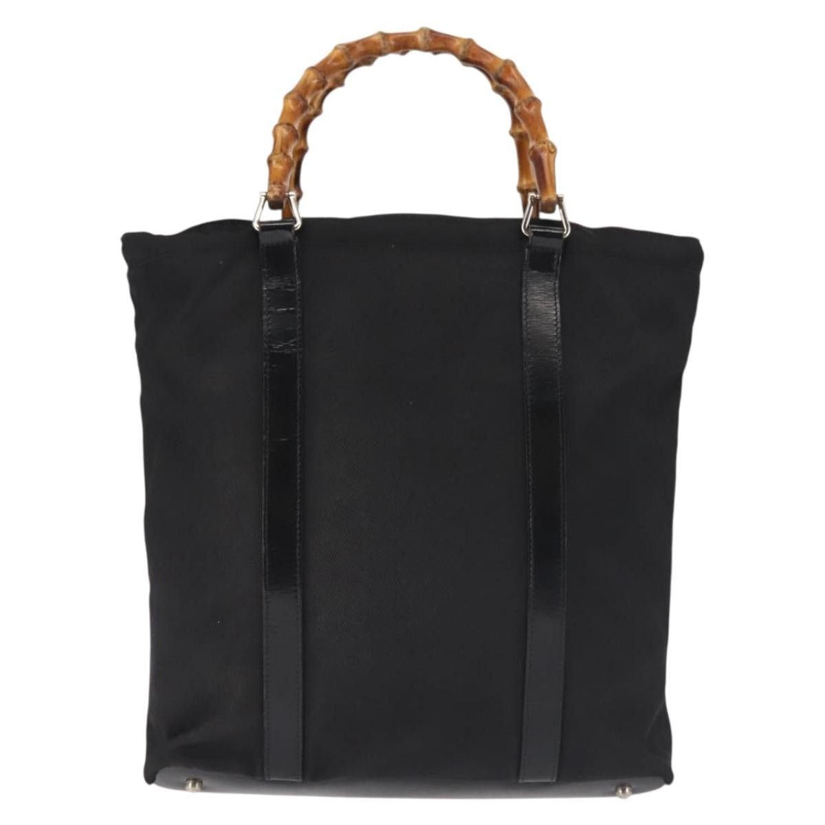 Gucci GUCCI Bamboo Handbag Nylon Black Silver 000 1998 000 1998 Size ONE SIZE - 3 Thumbnail