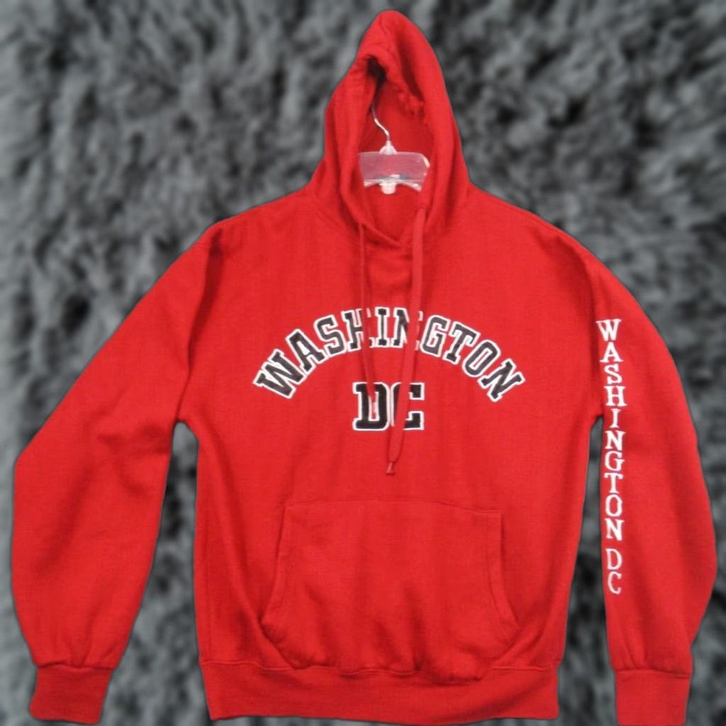 Vintage Washington DC Hoodie Adult Large Red Hooded Fleece USA Sweater Sweatshirt Embroidered DC Men Regular Pockets Crew Neck Pullover Size US L / EU 52-54 / 3 - 1 Thumbnail