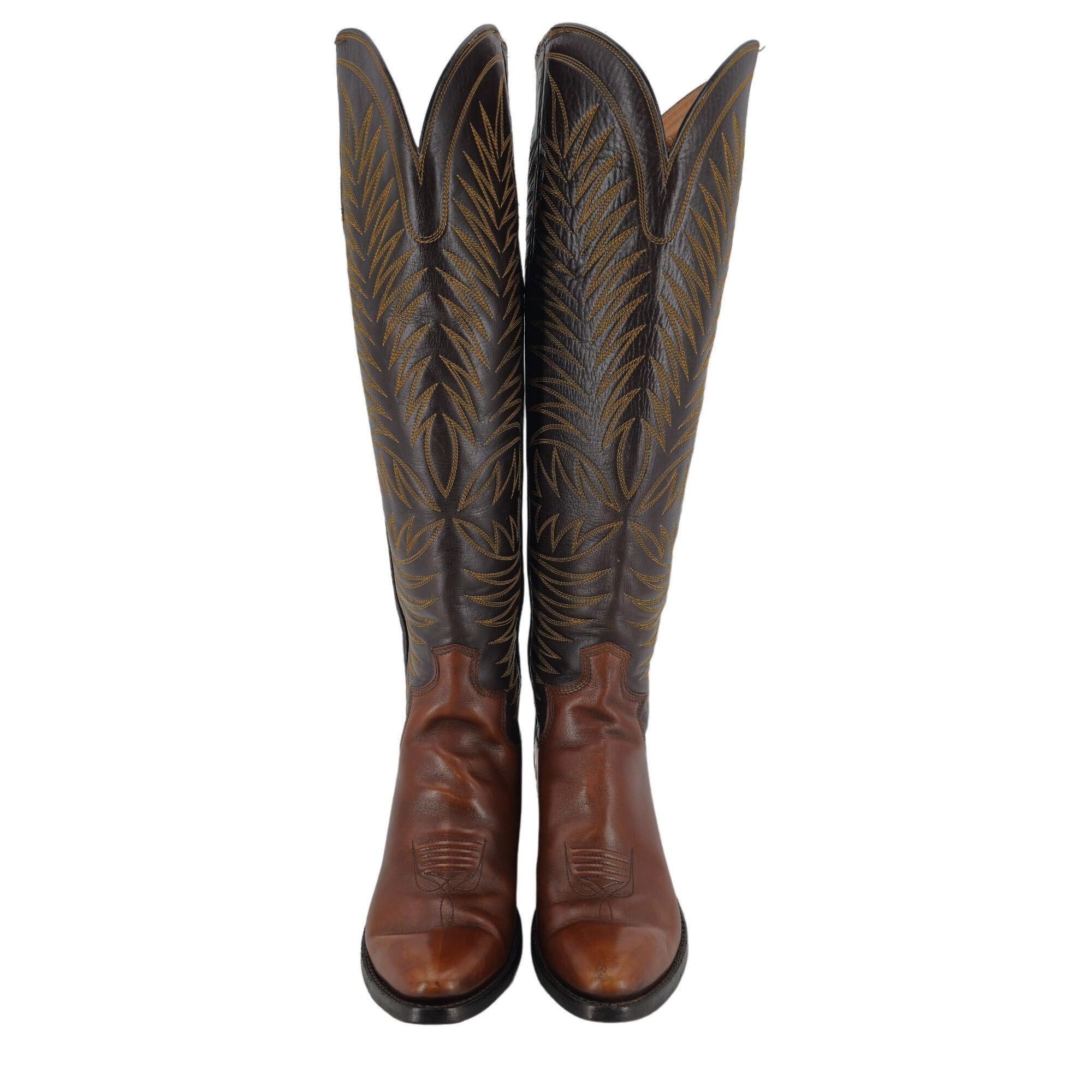Other Vintage Paul Bond Tall Custom Womens 6B Brown Leather Boots Size US 6 / IT 36 - 8 Thumbnail