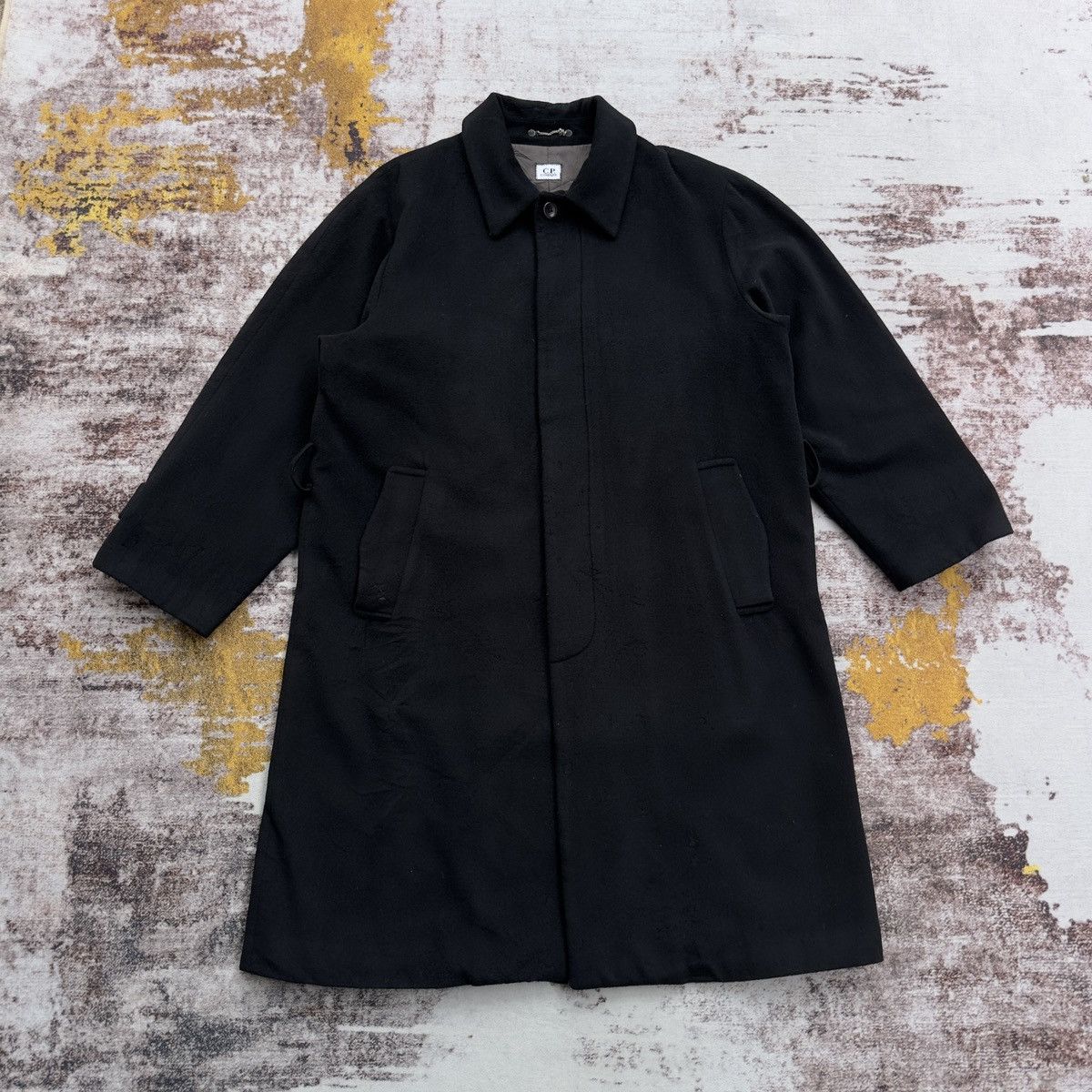 C.P. Company VINTAGE C.P. COMPANY BLACK WOOL OVERCOAT VERY RARE Size US XXL / EU 58 / 5 - 2 Thumbnail