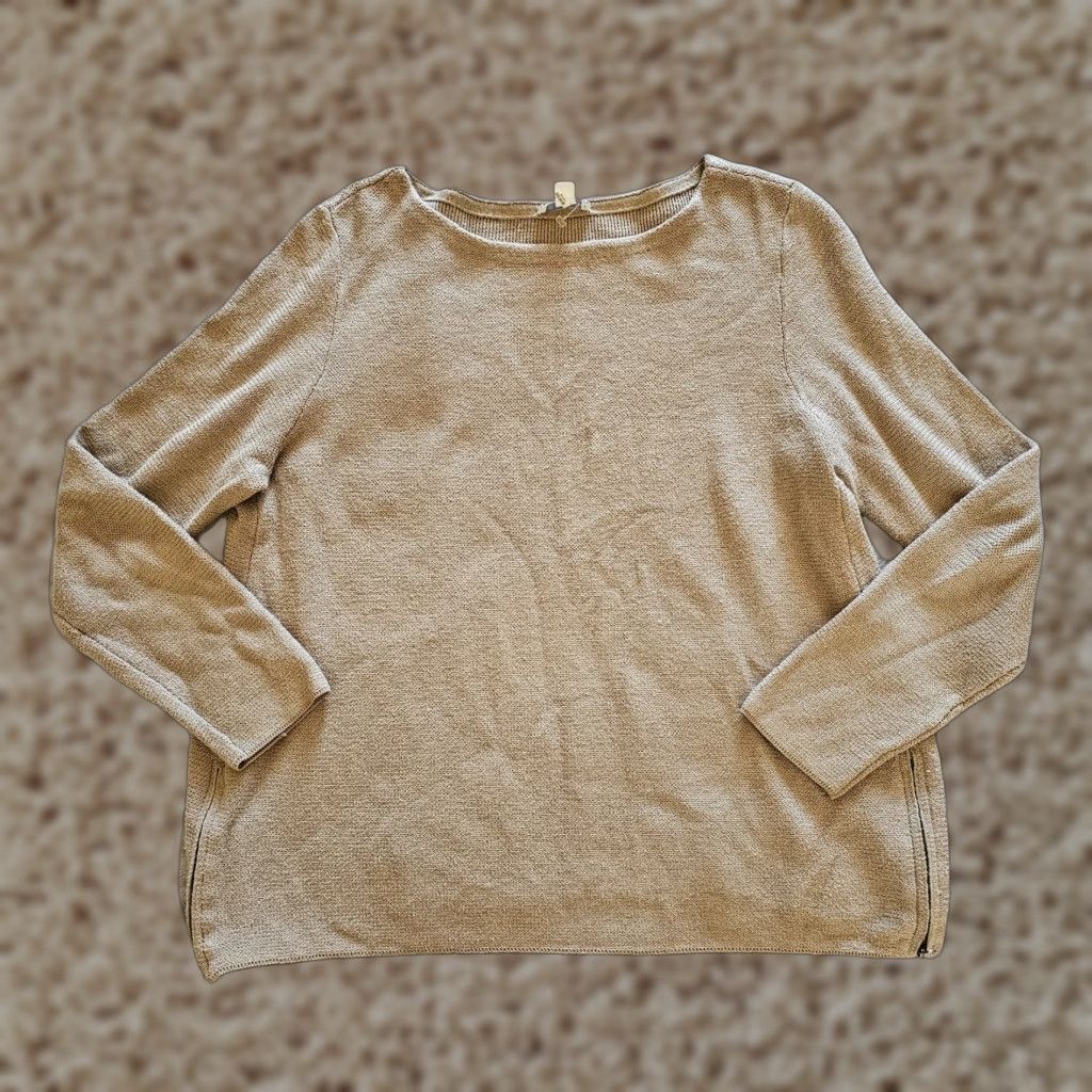 J. Jill J. Jill Sweater Top Womens Medium Petite Beige Long Sleeve Zippers Casual Career Shirt Size M / US 6-8 / IT 42-44 - 1 Thumbnail