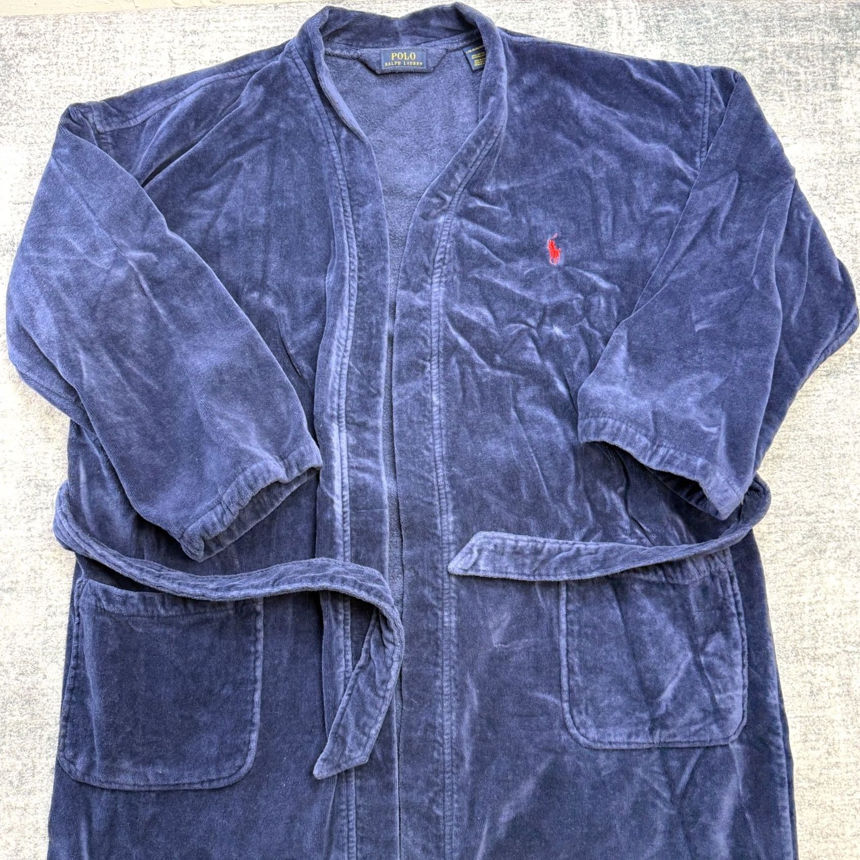 Polo Ralph Lauren Polo Ralph Lauren Rob Mens Bath Rob Belted Blue Cotton Terry Plush Bath Rob L XL Dark Blue Pony Size US L / EU 52-54 / 3 - 2 Thumbnail