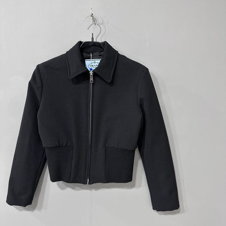 Prada Black short zipper cotton jacket 2504-Nextarrow