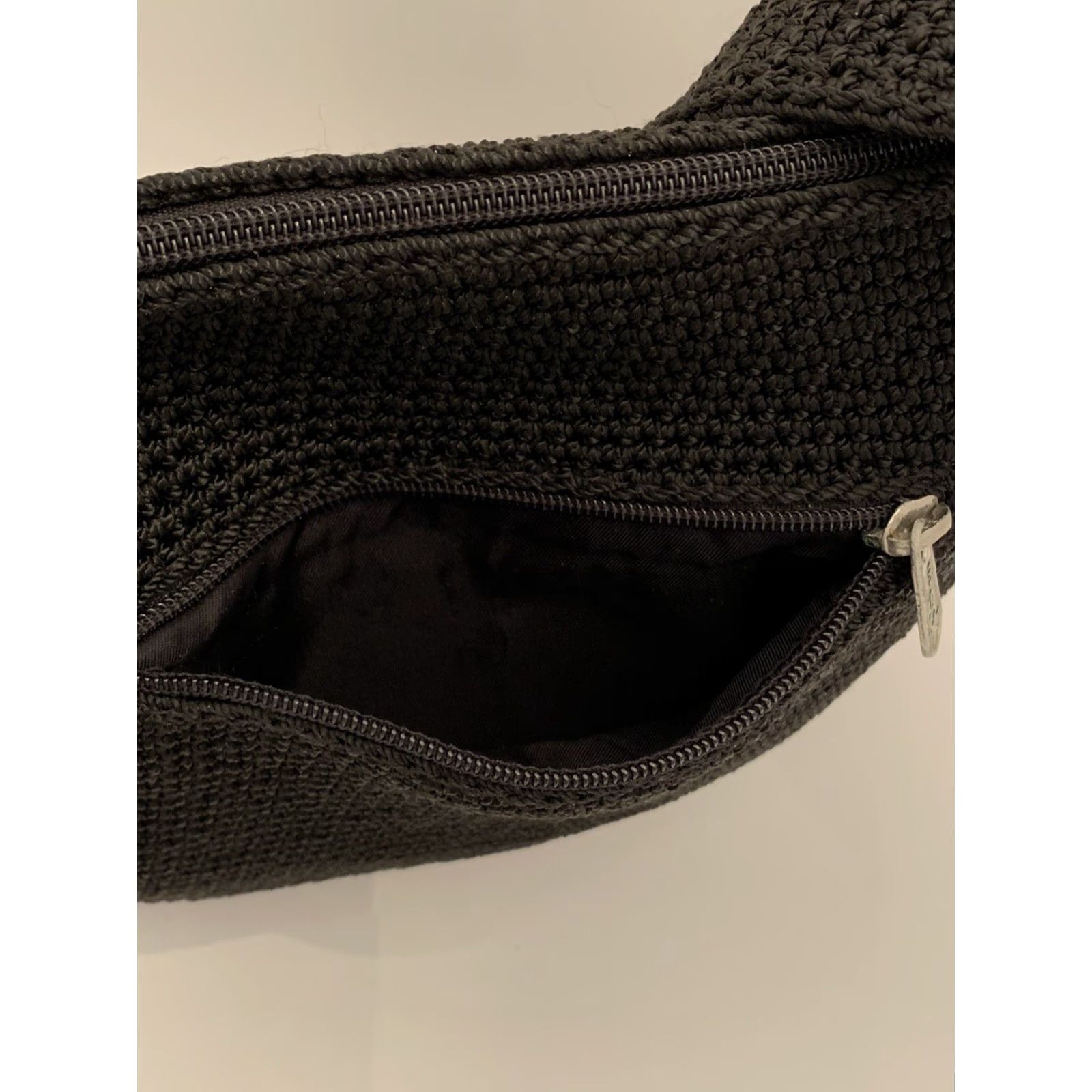 The Sak The Sak Black Crochet Shoulder Bag Zip Top Interior and Exterior Zip Pockets Size S / US 4 / IT 40 - 6 Thumbnail