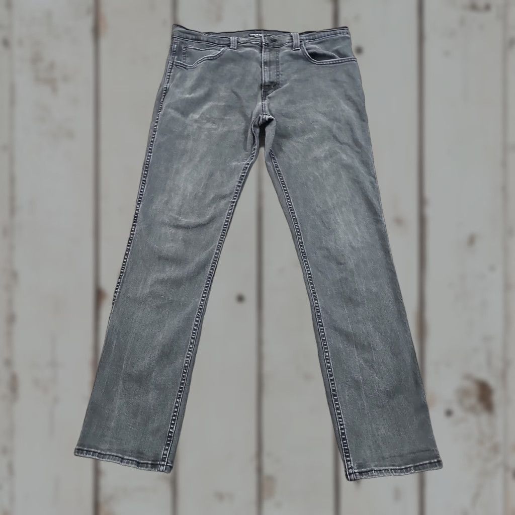 Levi's Levis Line 8 Jeans Mens 36 Gray Straight Dark Wash Distressed Stretch Denim Shirt? Size US 36 / EU 52 - 1 Thumbnail