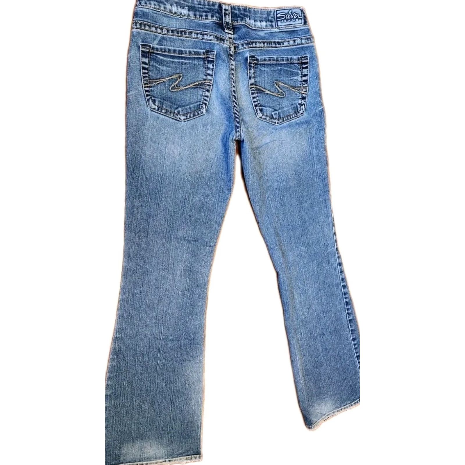 Silver Jeans Co. SILVER Jeans Womens Boot Cut Jeans 28x33 Aiko Blue Denim 5-Pocket Relief Cowboy Western Mid Rise Regular Size 28" / US 6 / IT 42 - 2 Thumbnail