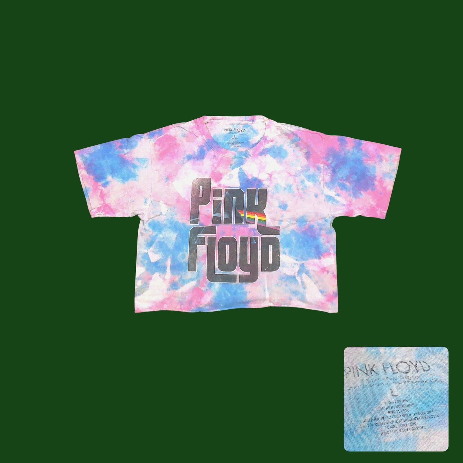 Pink Floyd Pink Floyd Reworked Boxy Tie Dye Crop Top Band Tee Size L / US 10 / IT 46 - 1 Thumbnail