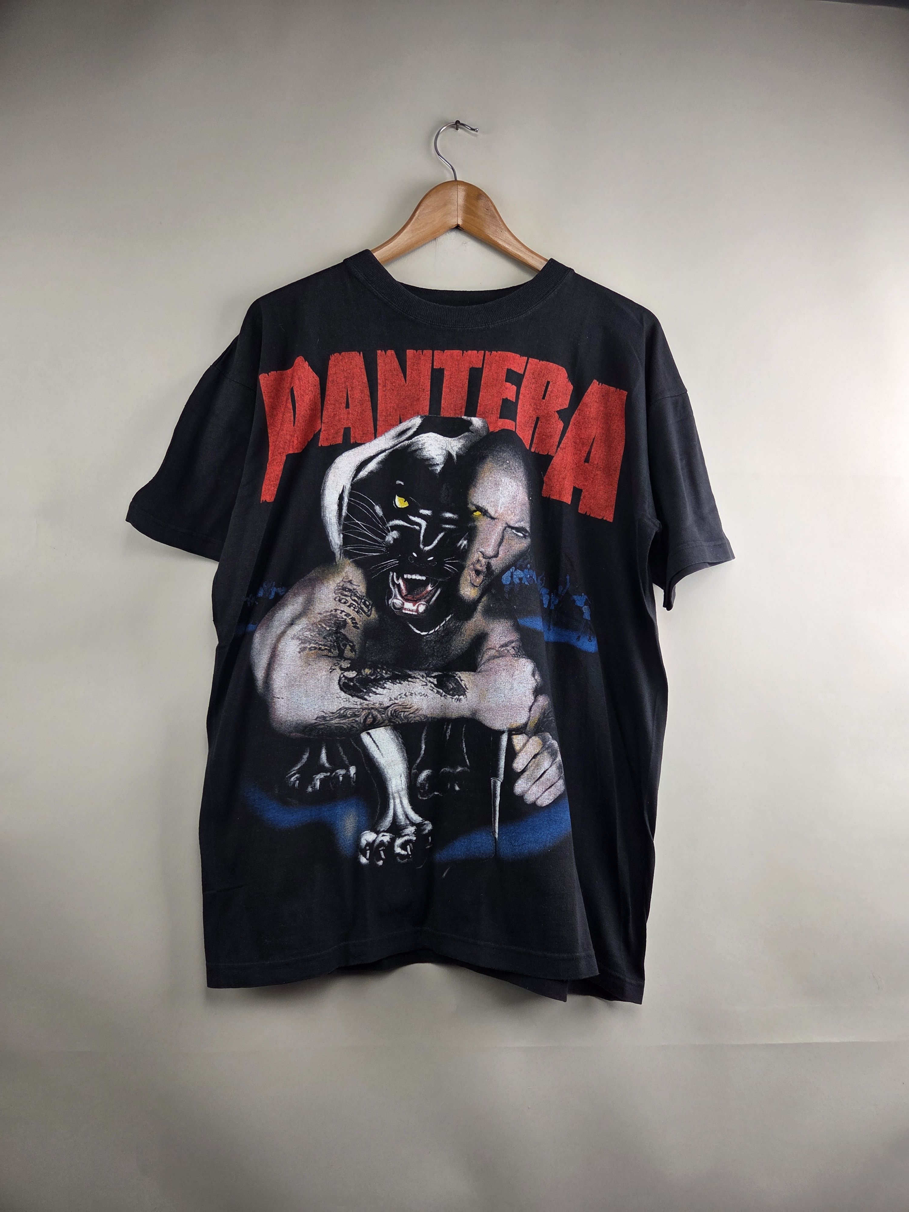 Band Tees × Vintage 90s Pantera Black Panther Metal tee XL 22.5" 28.5" Size US XL / EU 56 / 4 - 1 Thumbnail