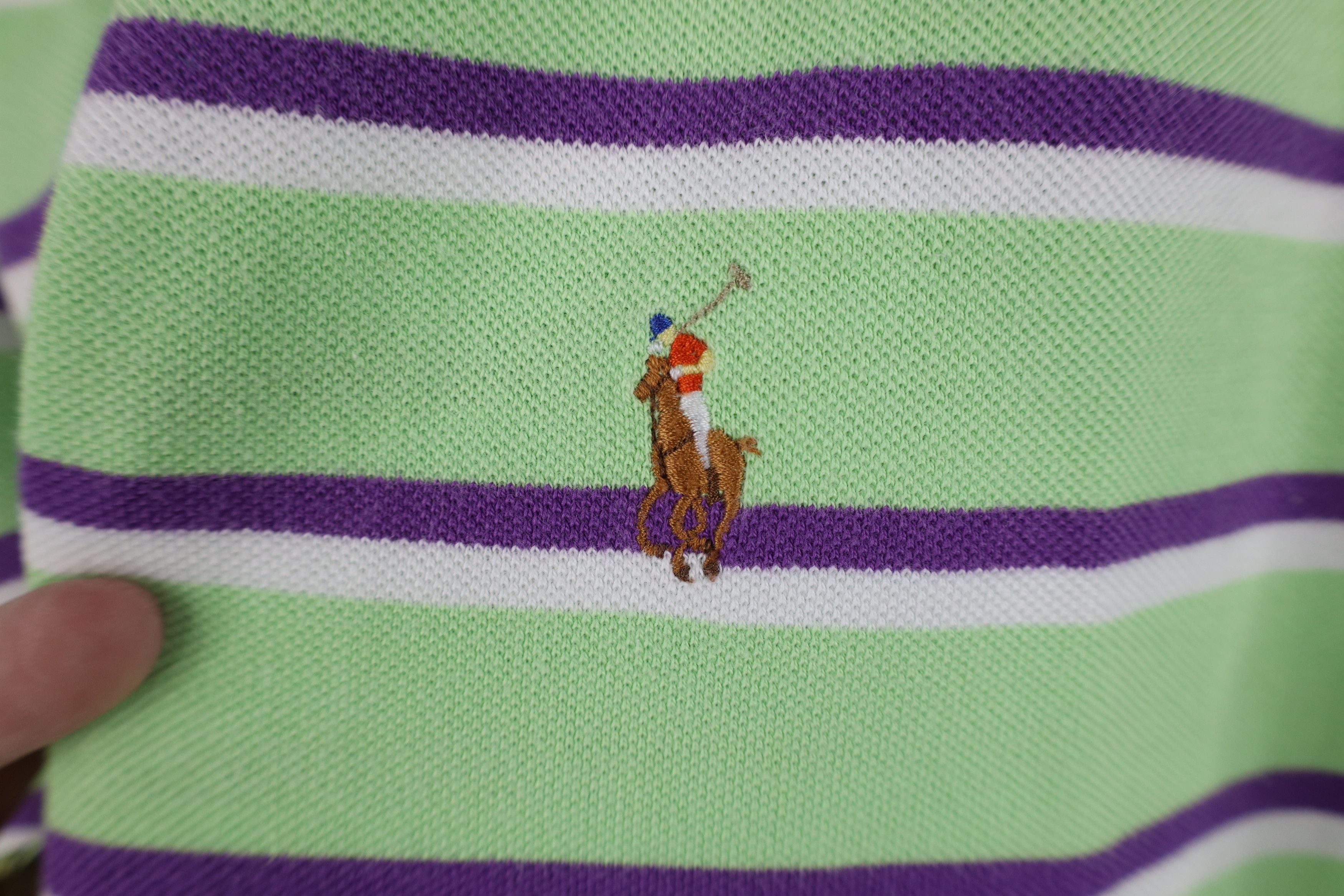 Ralph Lauren Vintage 90s Ralph Lauren Striped Cotton Knit Golf Polo Green Size US M / EU 48-50 / 2 - 4 Thumbnail