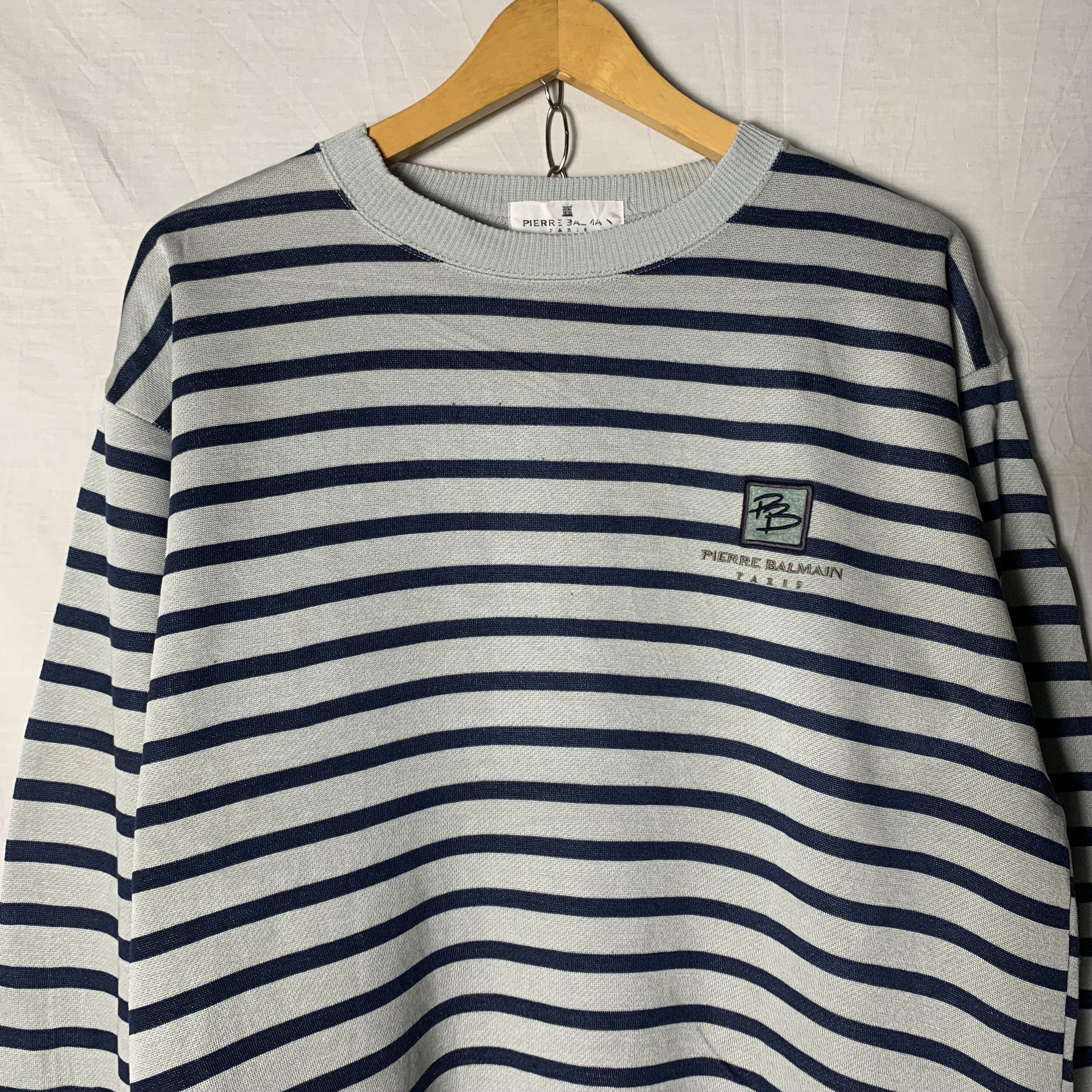 Pierre Balmain Vintage Pierre Balmain Paris Striped Sweatshirt Crewneck Size US M / EU 48-50 / 2 - 2 Thumbnail