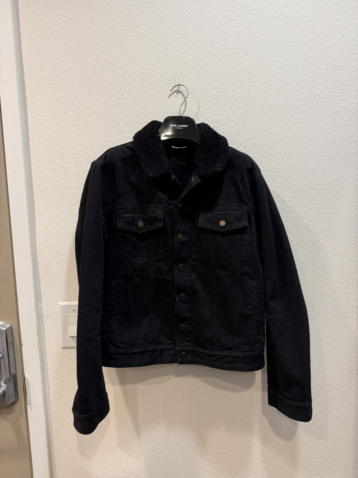 Saint Laurent Paris Shearling Collar Denim Trucker Jacket M Size US M / EU 48-50 / 2 - 1 Thumbnail