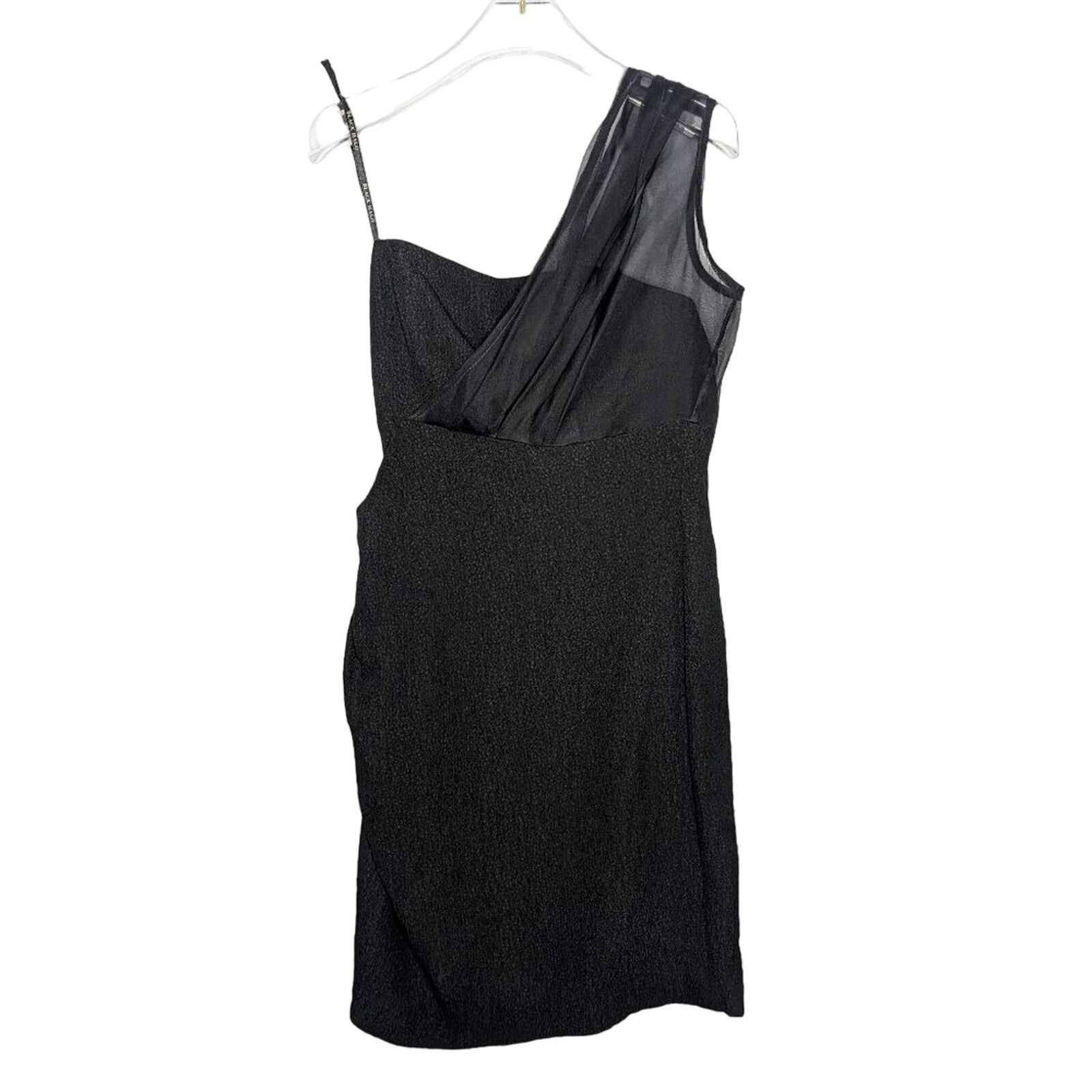 Black Halo Black Halo Black One Shoulder Mini Dress Side Ruching Sheer Size S / US 4 / IT 40 - 1 Thumbnail