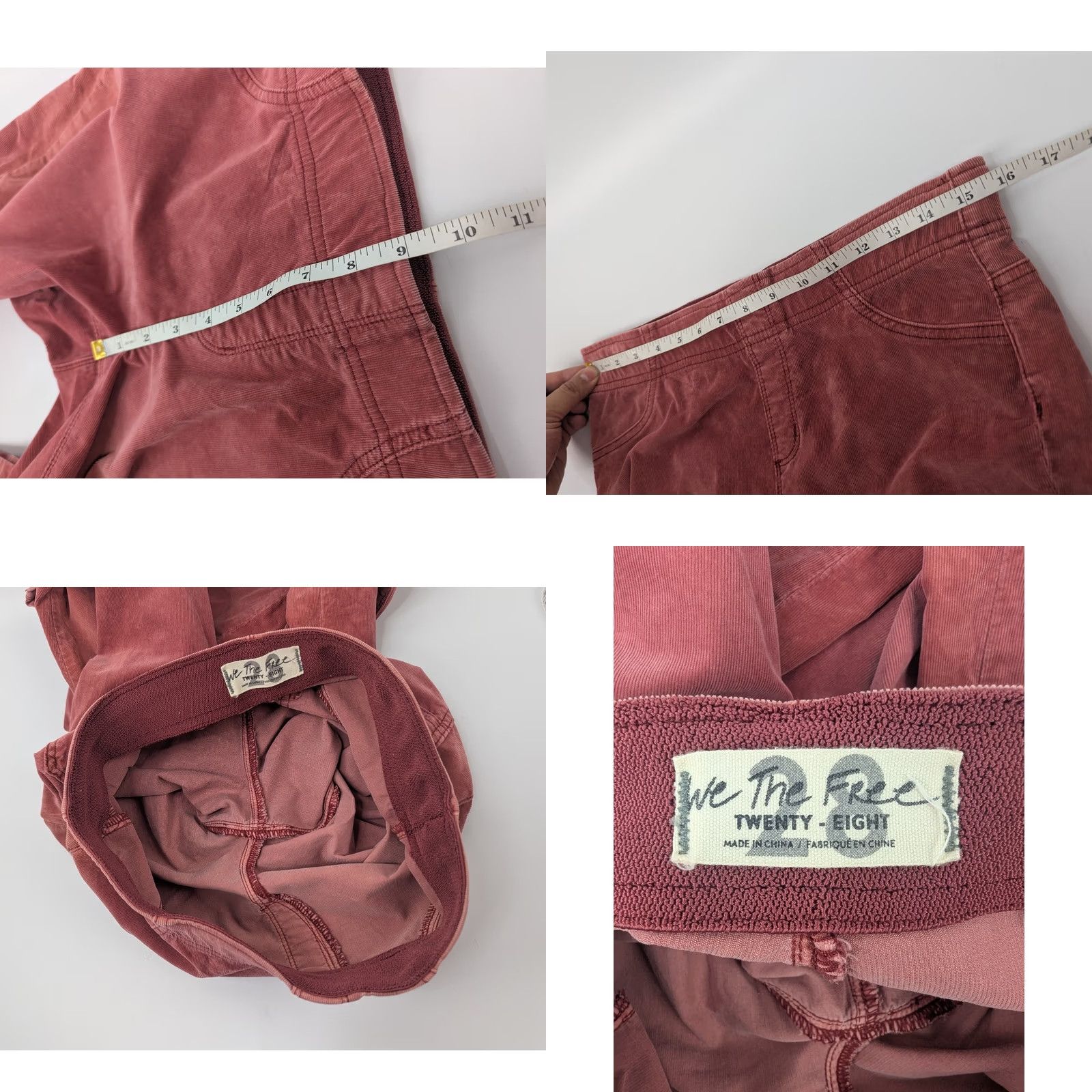 Free People VINTAGE Free People We The Free Rose Pink Corduroy Pull-on Flare Jeans Sz 28 Boho Hippie Size 28" / US 6 / IT 42 - 8 Thumbnail