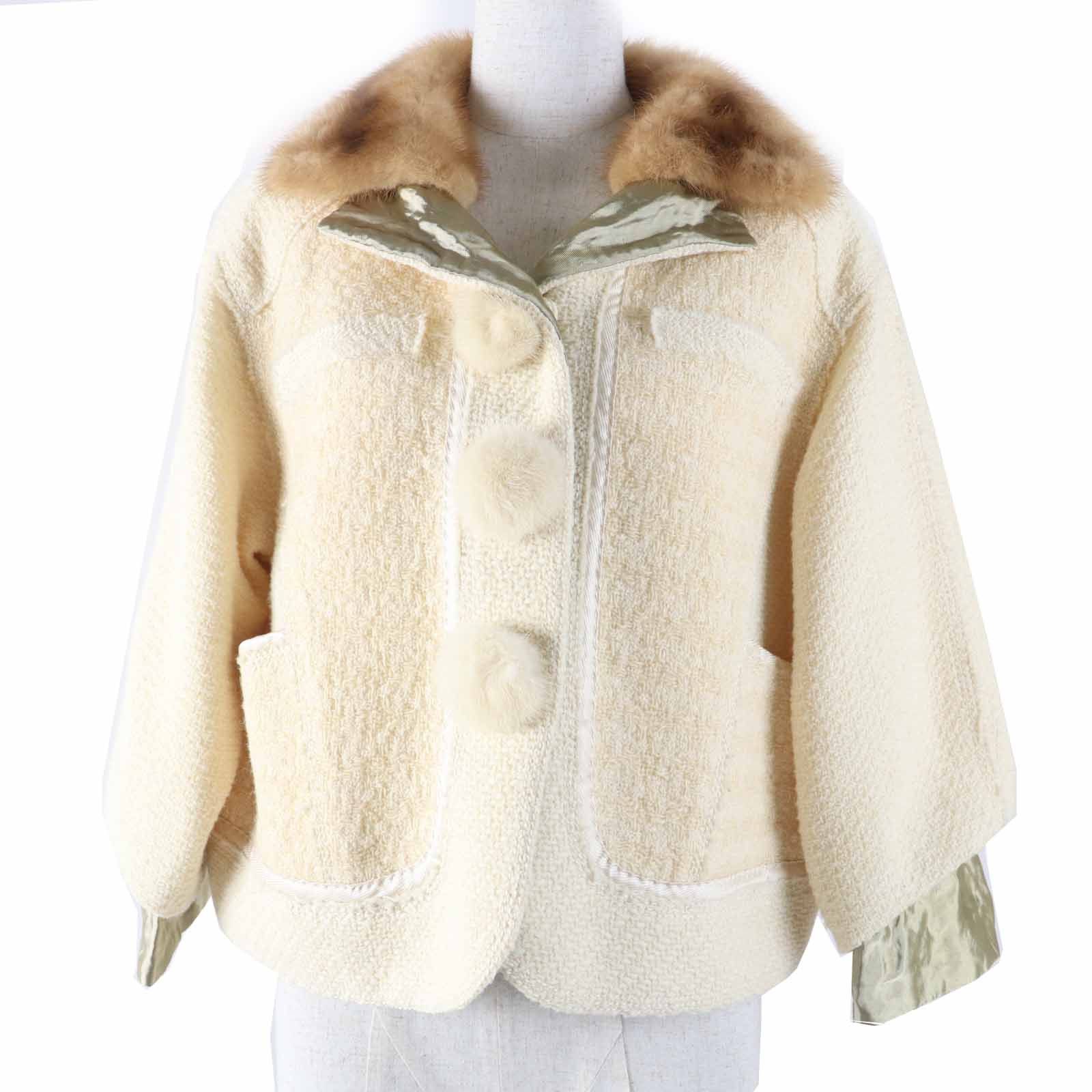Louis Vuitton Louis Vuitton Louis Vuitton Wool Silk Mink Jacket Natural Material Outerwear DUTY FREE for USA Size ONE SIZE - 1 Thumbnail