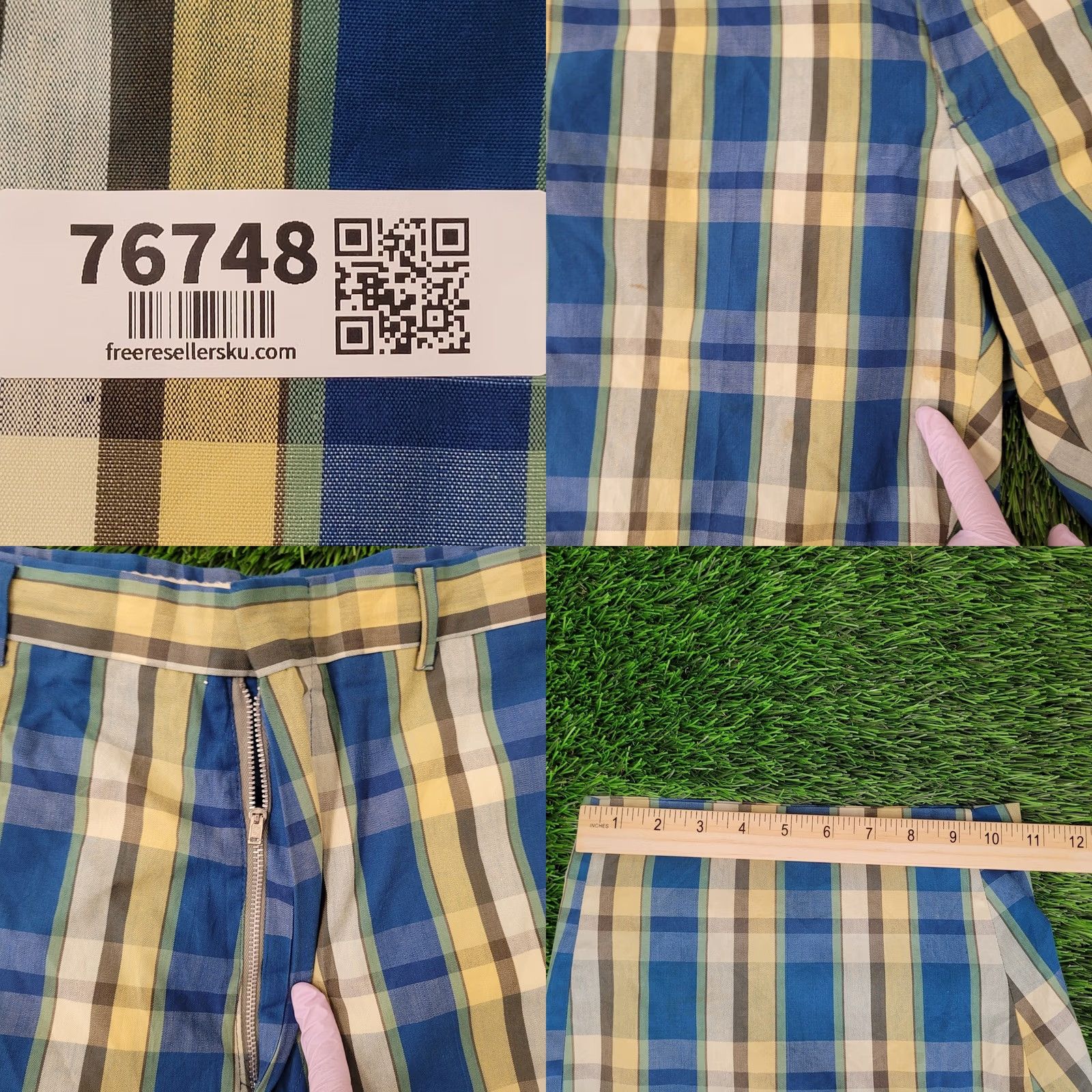 Vintage Vintage 80s MOD Check Plaid Shorts Sanforized Blue 30x9 Mens Bermuda Casual Vintage 1980s Mens Size US 30 / EU 46 - 9 Thumbnail