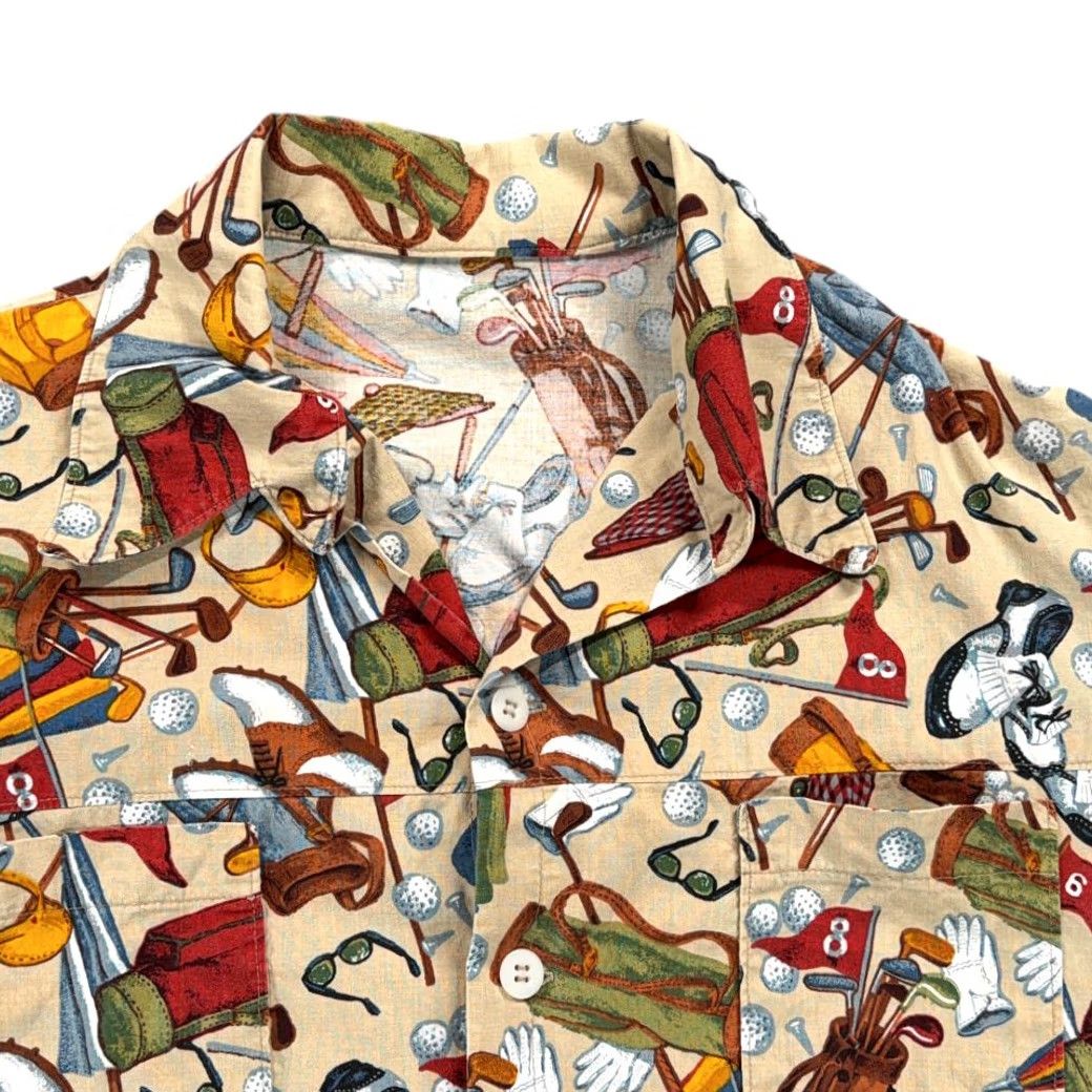 Vintage VINTAGE Golf Shirt Adult XL Brown All Over Print Camp USA 80s Size US XL / EU 56 / 4 - 2 Thumbnail