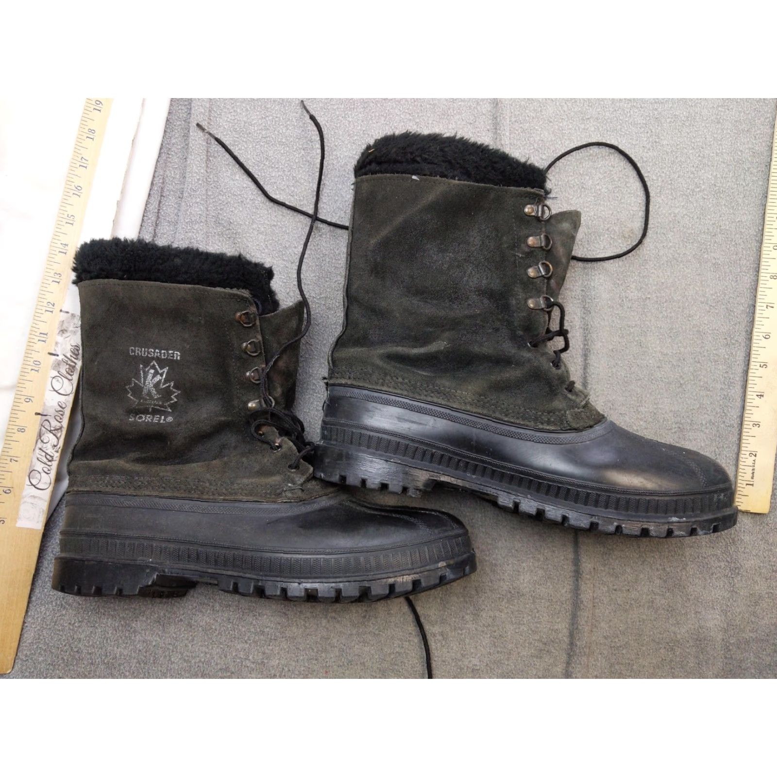 Sorel Crusader Men\'s Brown Insulated Lace-Up Winter Boots, SZ 12 VINTAGE Sorel Crusader Boots Mens 11 Black Suede Winter Snow  main image 3