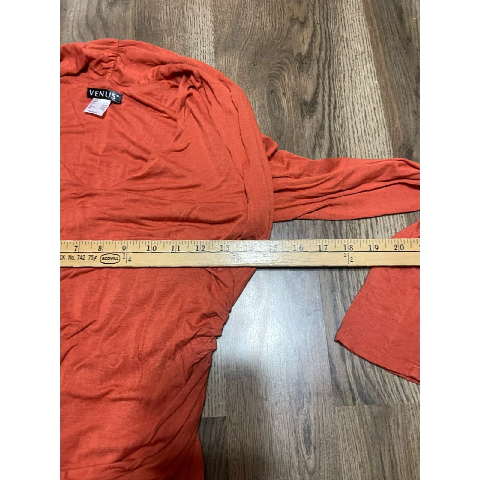 Venus Venus Dress Women's Small Orange Long Sleeve Midi V-Neck Pullover Casual - Maxi, Regular, VenUs Size S / US 4 / IT 40 - 3 Thumbnail