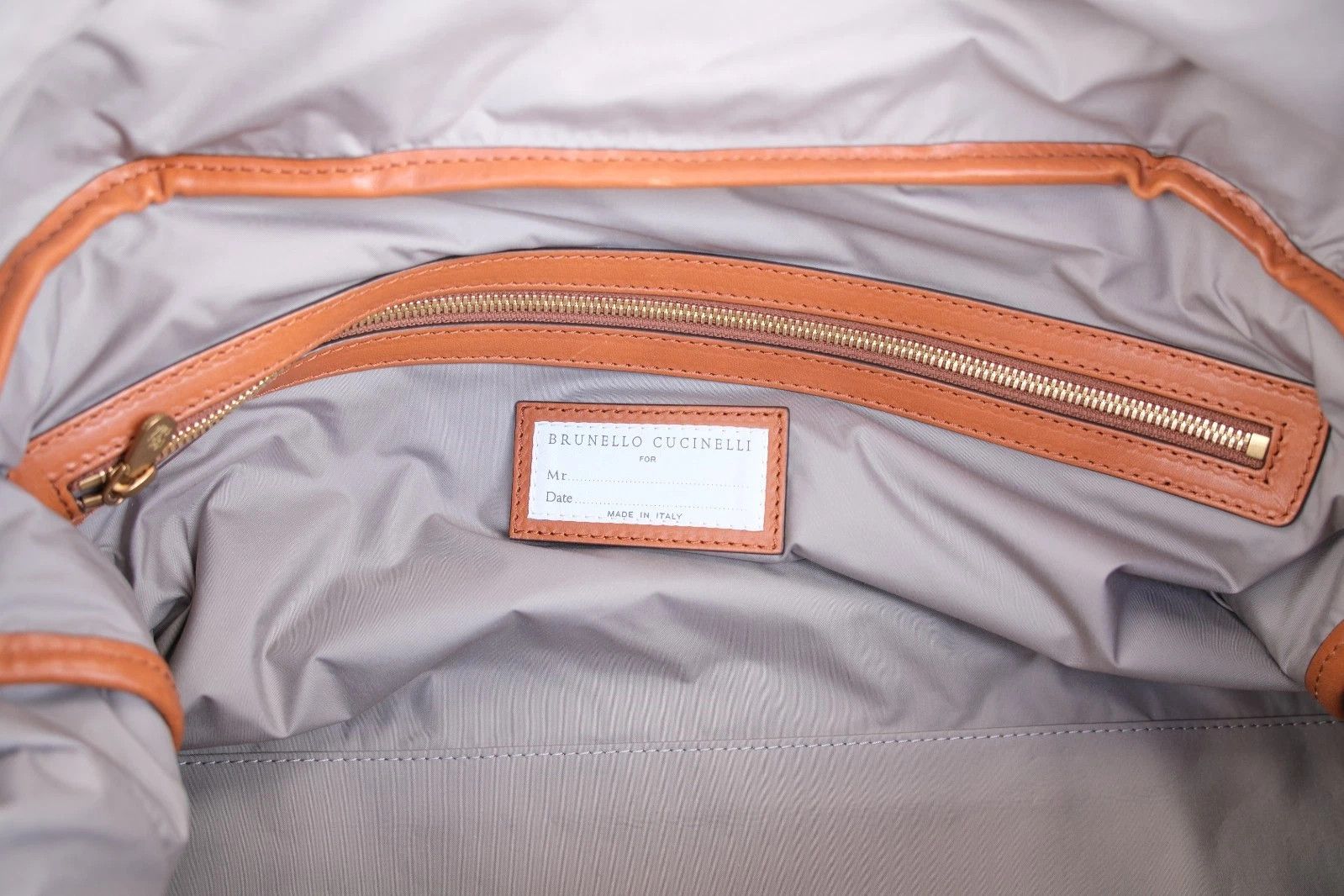 Brunello Cucinelli New Brunello Cucinelli Brown Beige Leather Weekend Bag Size ONE SIZE - 10 Thumbnail