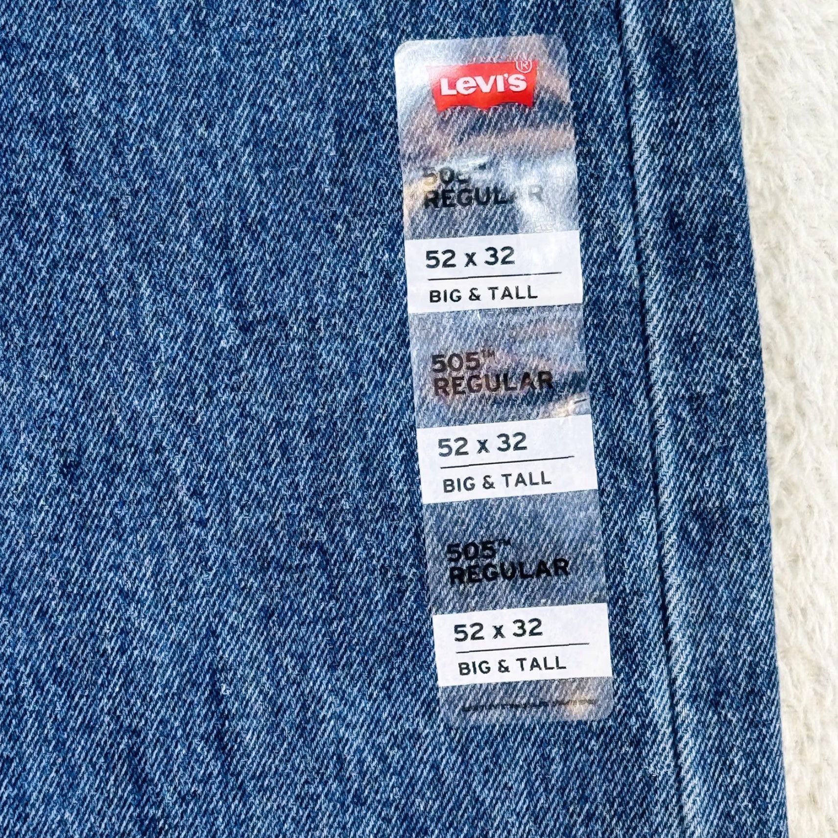 Levi's Levi's 505 Jeans Mens Big & Tall 52x32 Blue Medium Wash Straight Denim Zip Fly 5-Pocket Logo USA Cowboy Size US 36 / EU 52 - 6 Thumbnail