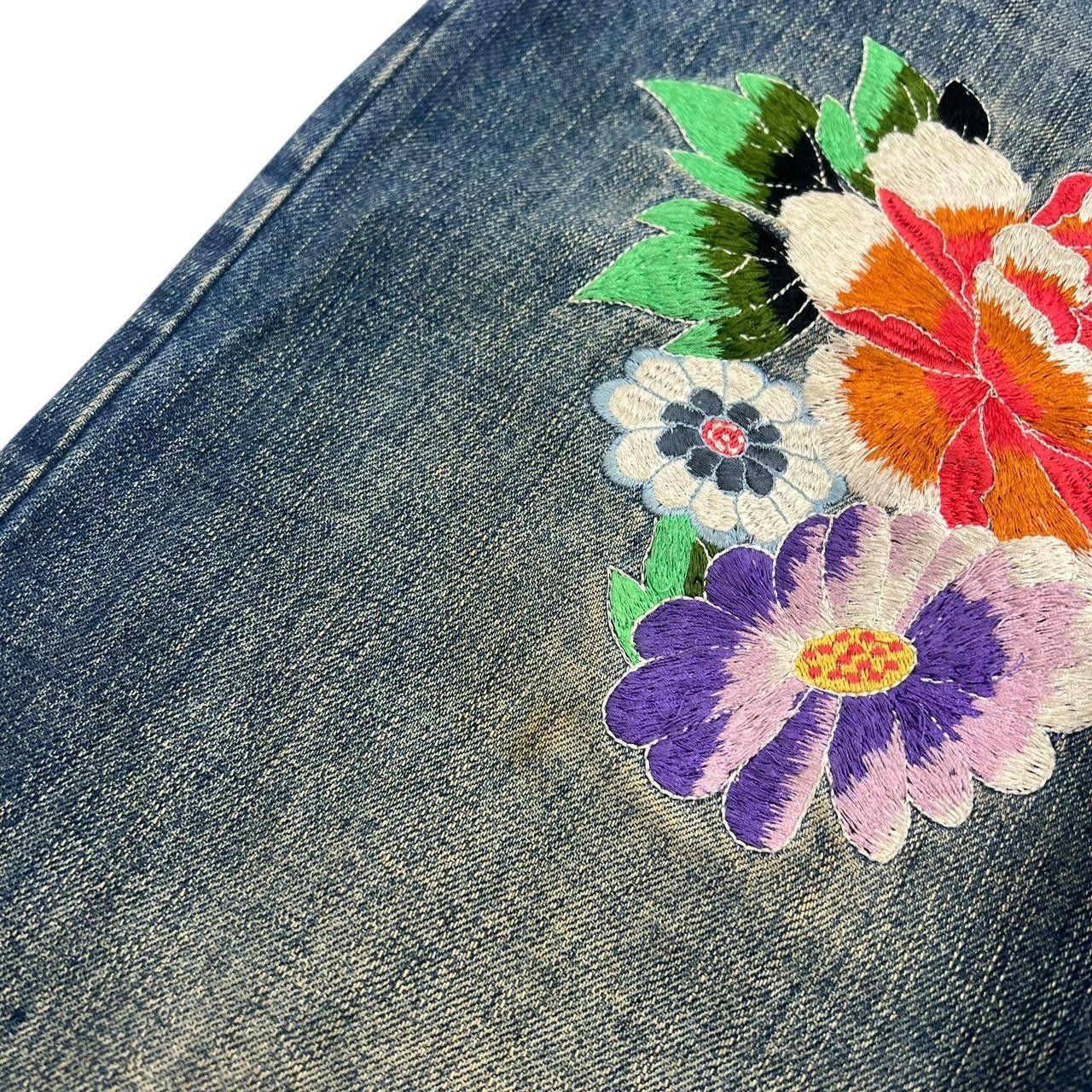 Karakuri Tamashii Karakuri Tamashii Embroidered Floral Japanese Jeans Waist 35 Size US 35 - 7 Thumbnail