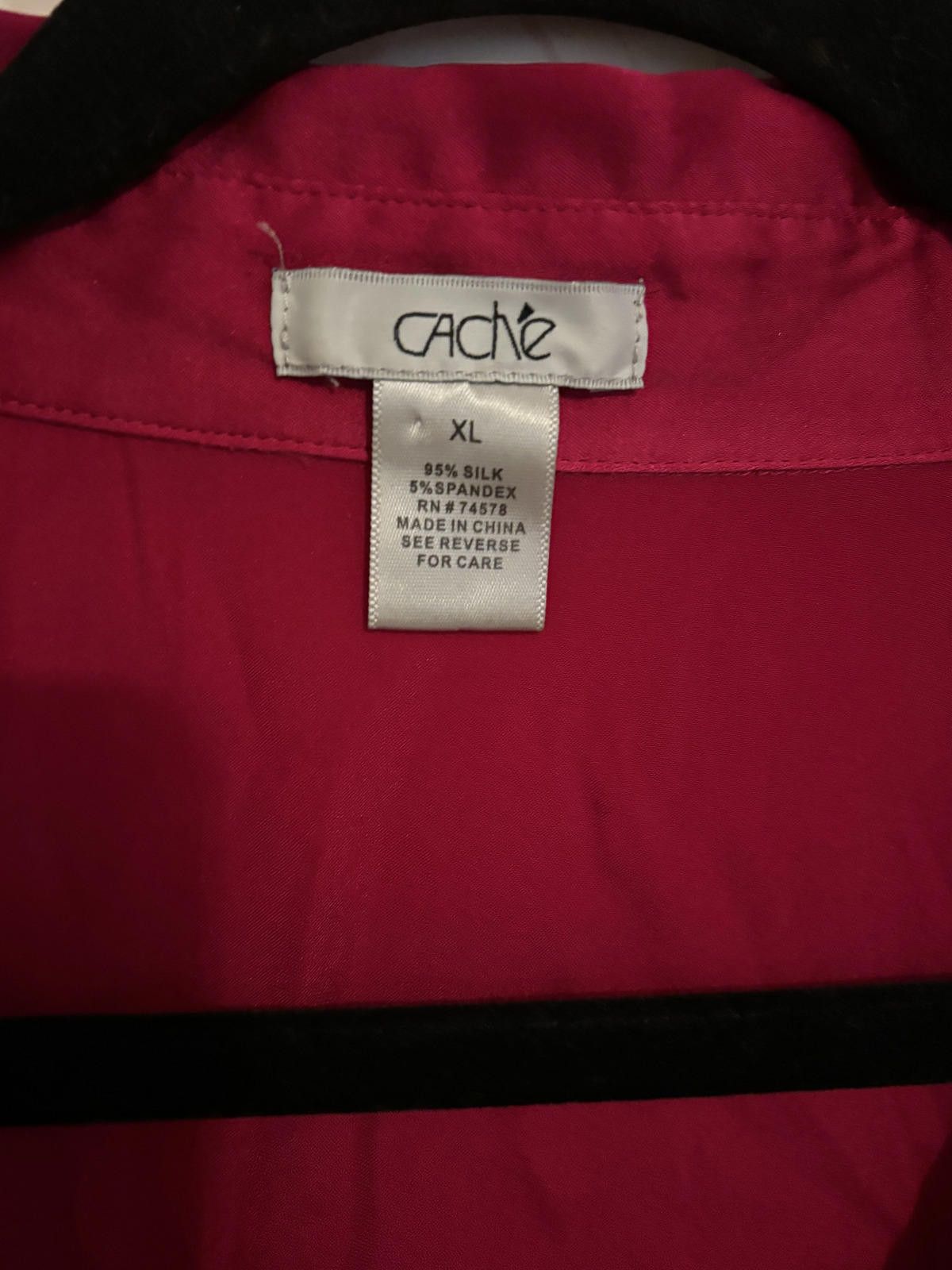 Other Cache Women's Silk Blend Long Sleeve Button-Up Blouse, XL Size XL / US 12-14 / IT 48-50 - 3 Thumbnail