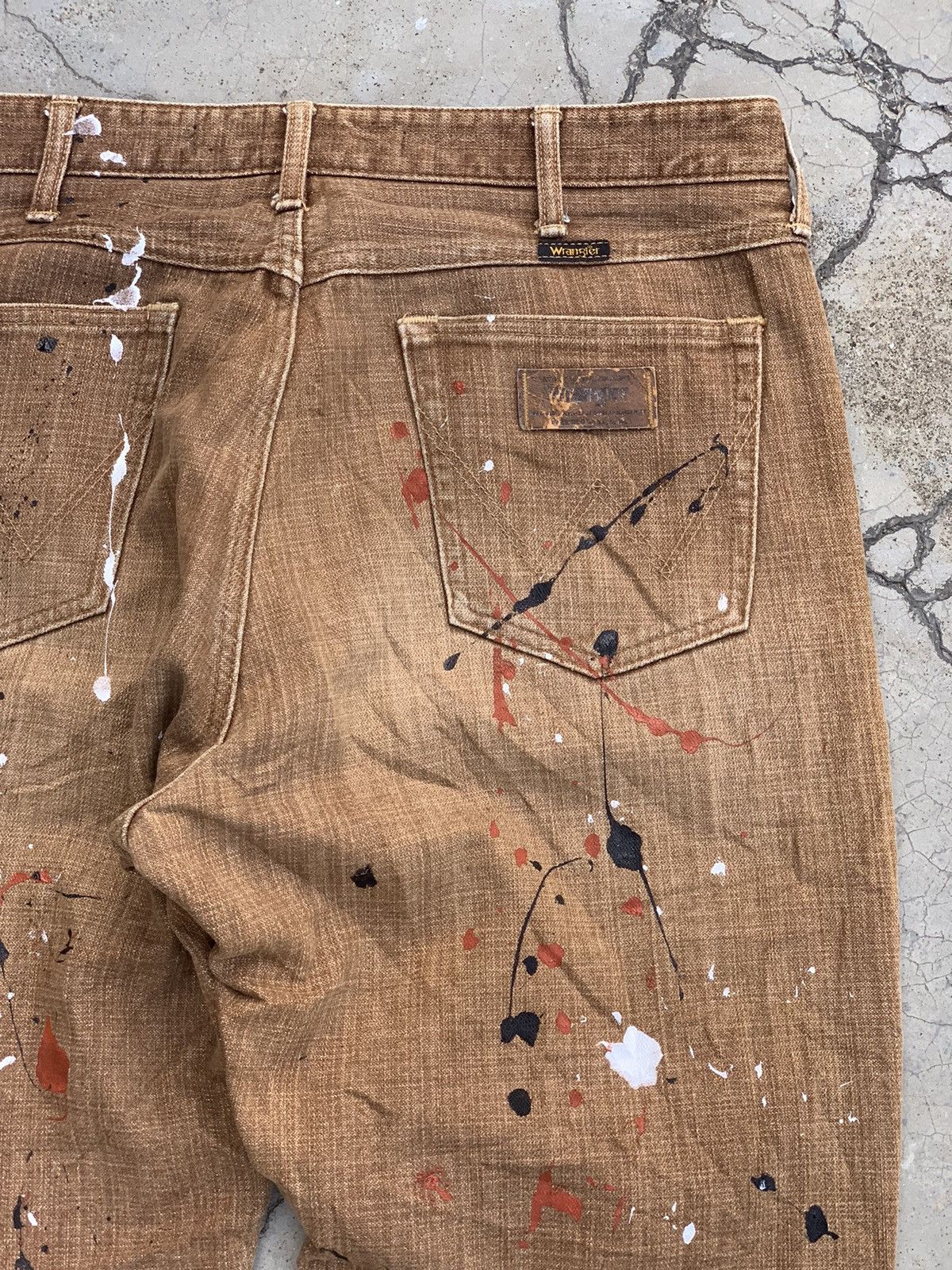 Wrangler Wrangler "Buffalo Head" Painted Brown Wash Painter Pants. Size US 36 / EU 52 - 5 Thumbnail