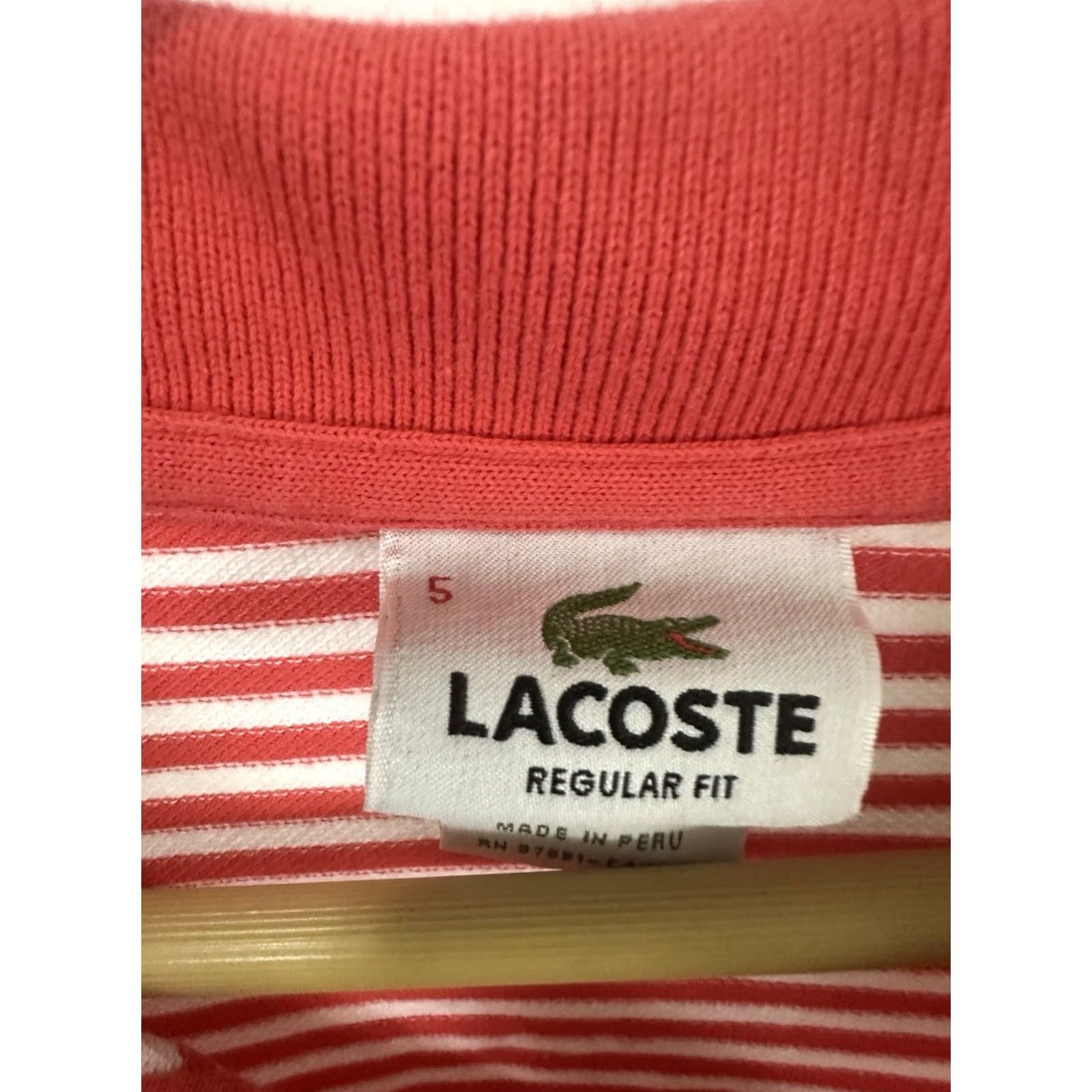 Lacoste Lacoste Polo Shirt Mens Alligator Red White Striped Golf Casual Size 5 Multicolor Polo Shirt Mens Size US S / EU 44-46 / 1 - 4 Thumbnail