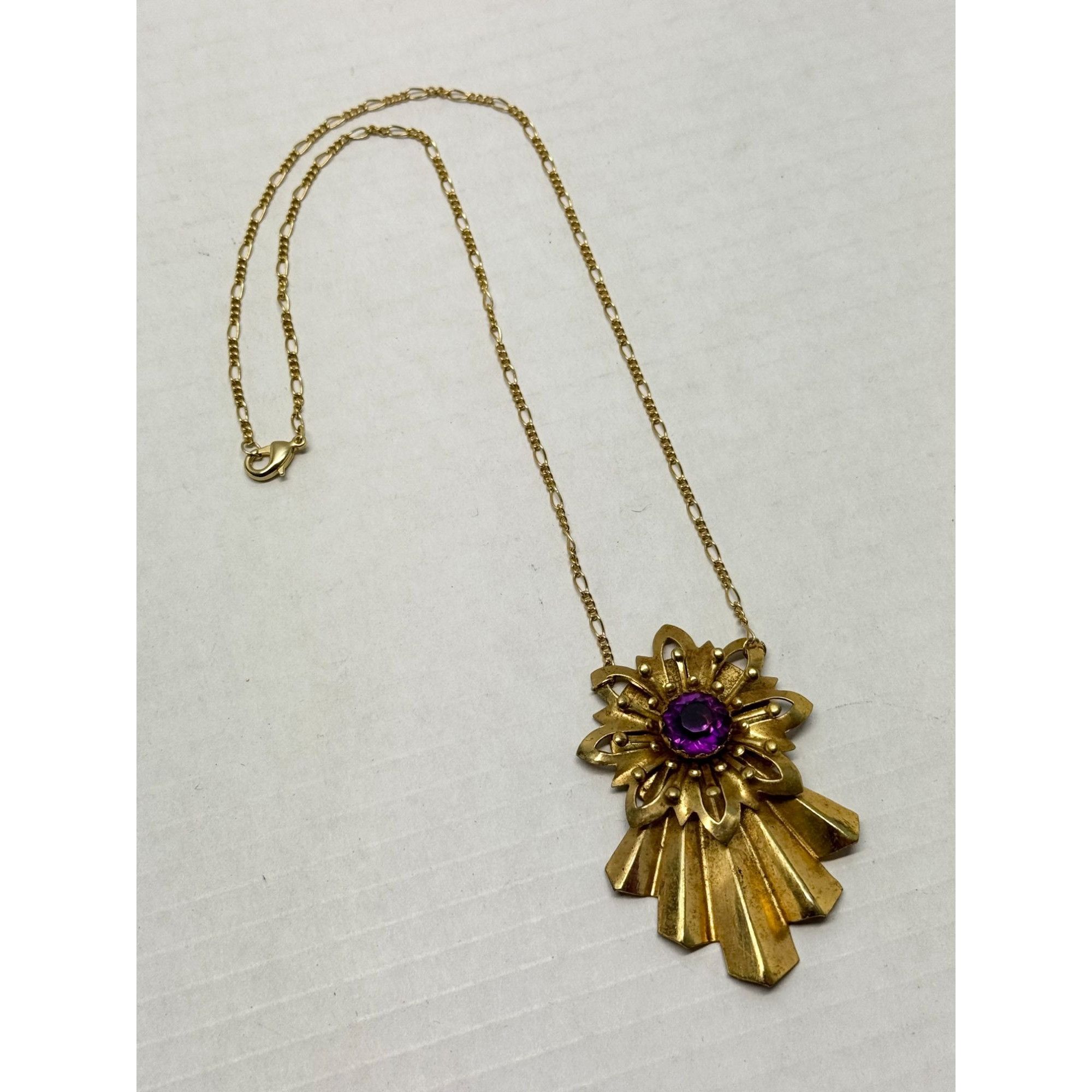 Vintage Vintage purple rhinestone pendant necklace Size ONE SIZE - 3 Thumbnail