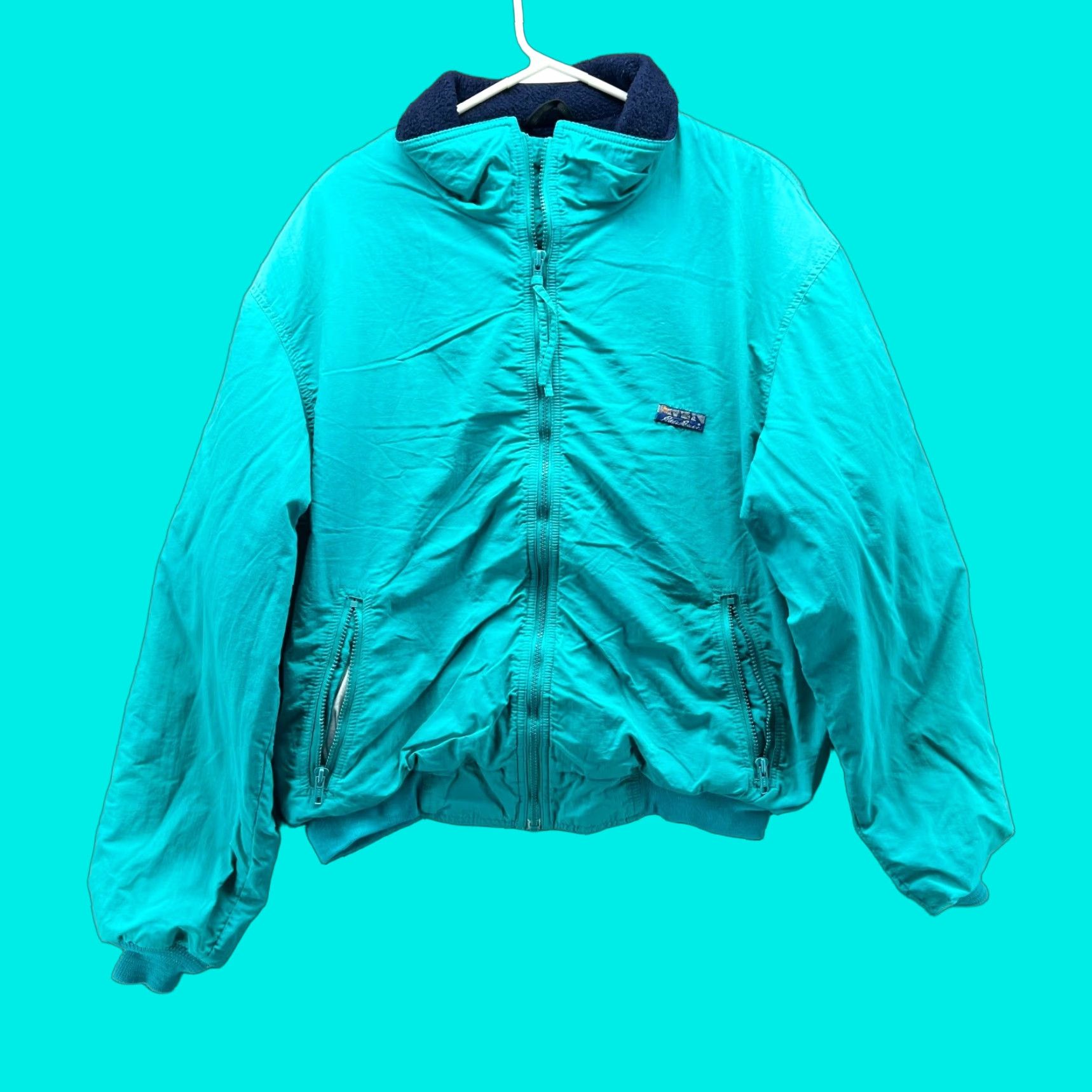 Eddie Bauer VINTAGE Eddie Bauer Jacket Men L Blue Full Zip Lined Sherpa 90s 80s Windbreaker Size US L / EU 52-54 / 3 - 1 Thumbnail