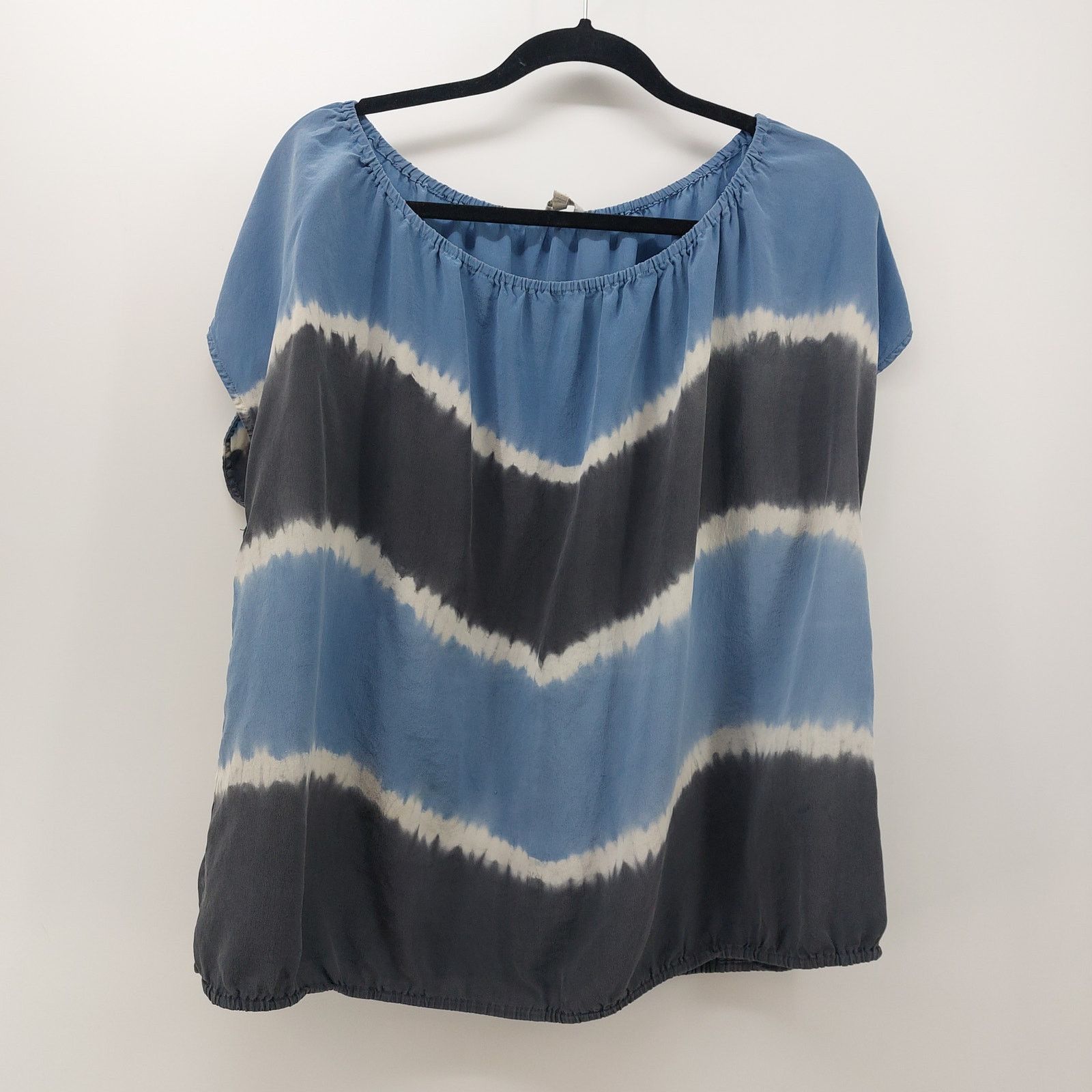 Joie Joie Solid Blue Black 100% Silk Blouse Top Medium Tie Dye Size M / US 6-8 / IT 42-44 - 1 Thumbnail