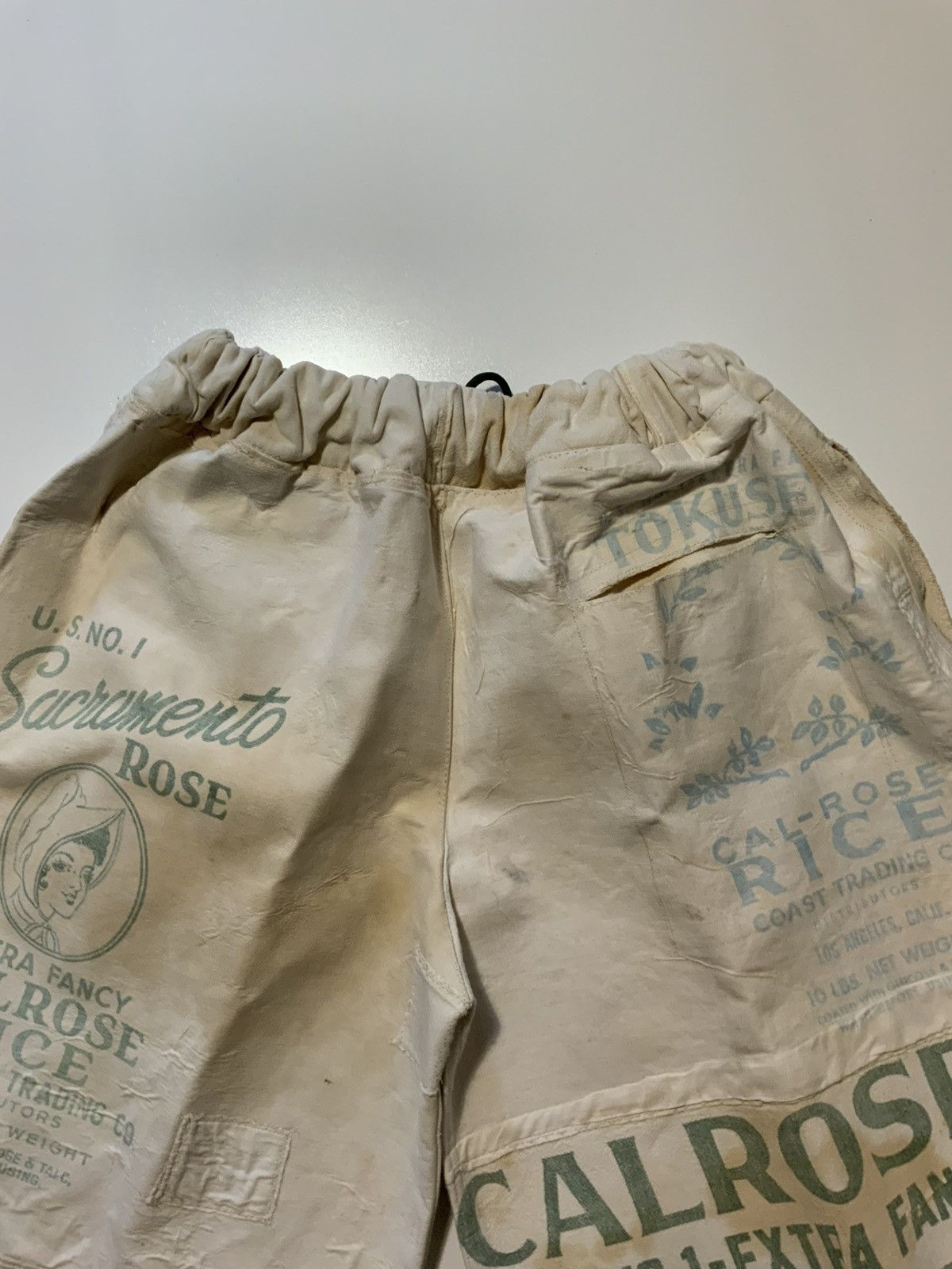 Vintage Cal Rose Rice Bag Canvas Cloth Dyed Patchwork Sack Shorts Size US 32 / EU 48 - 9 Thumbnail