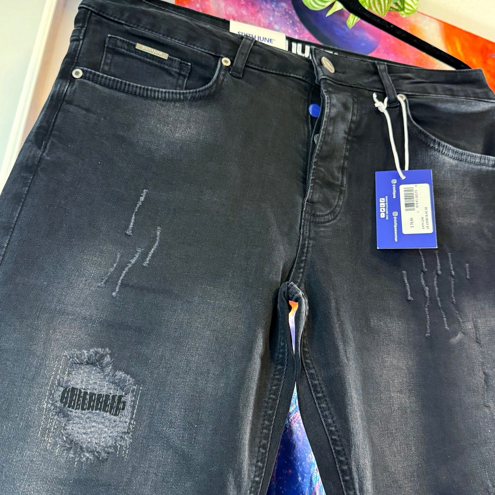 Sixth June Paris •NWT• Sixth June Paris Size 32 Black Faded Denim Size US 28 / EU 44 - 4 Thumbnail