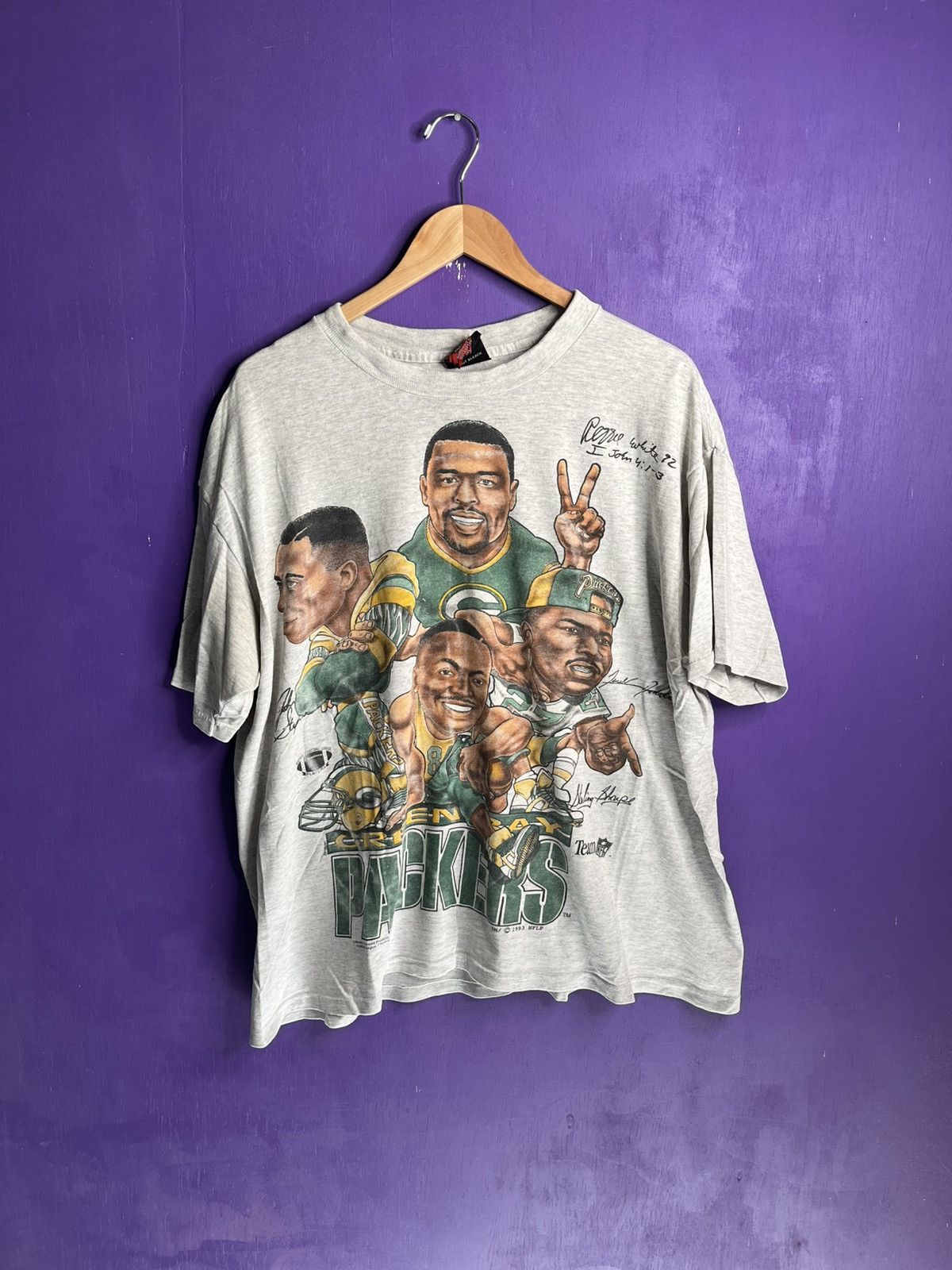 Vintage 1993 Green Bay packers star players t-shirt