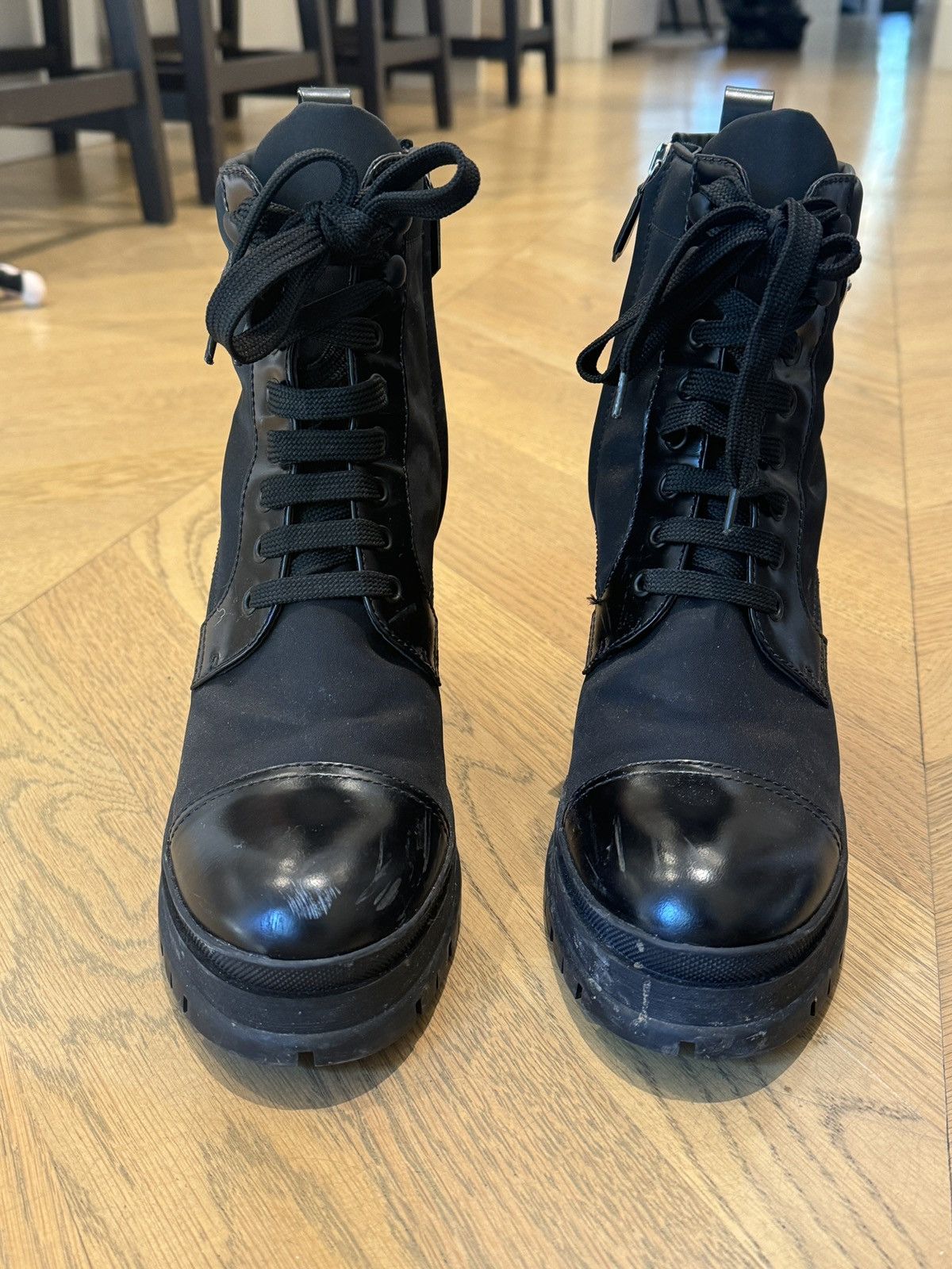 Prada Prada Re-Nylon Heeled Combat Boots – Black – Size 40 Size US 10 / IT 40 - 2 Thumbnail